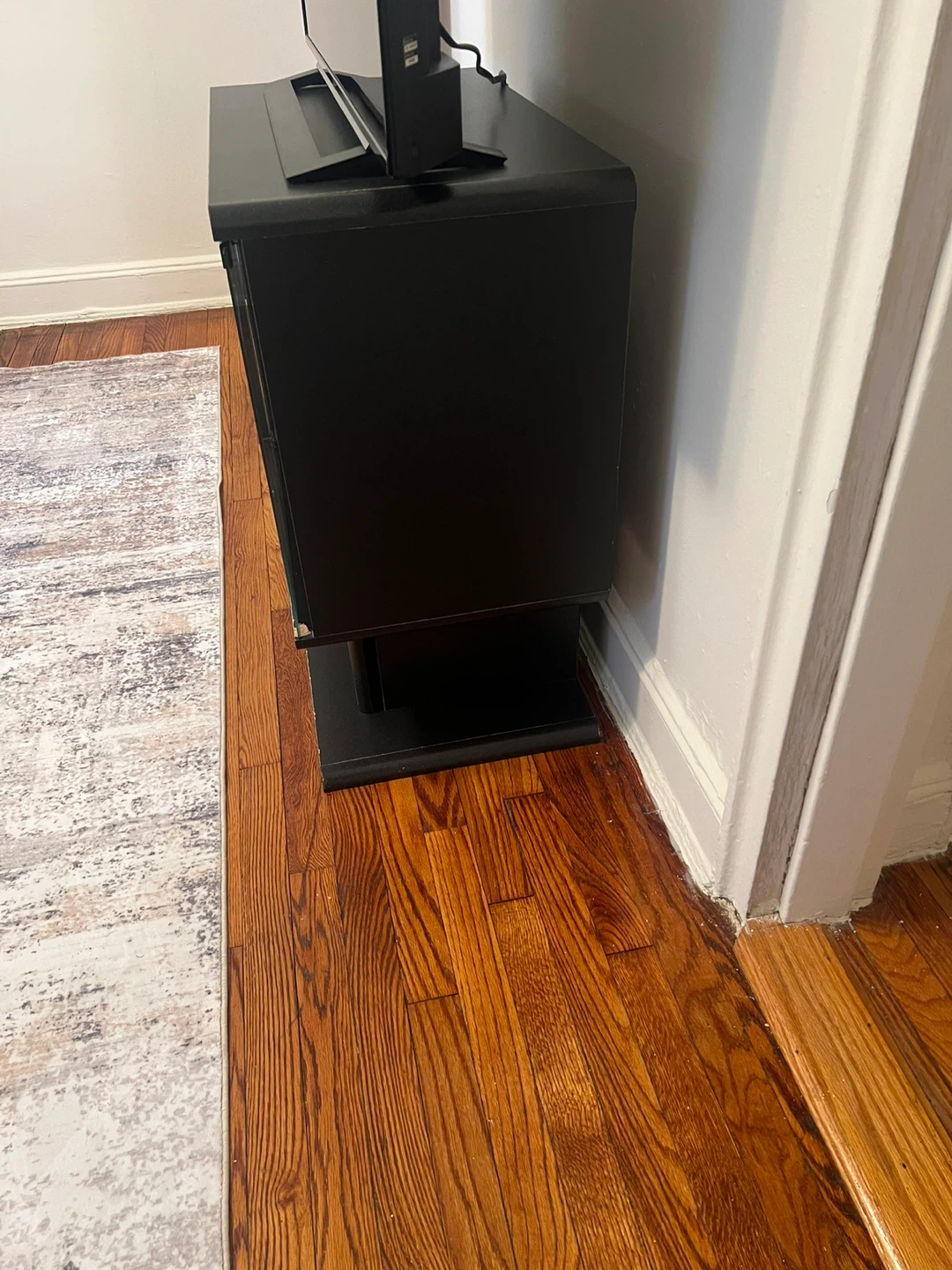 Black Media Console with Glass Door - photo 3