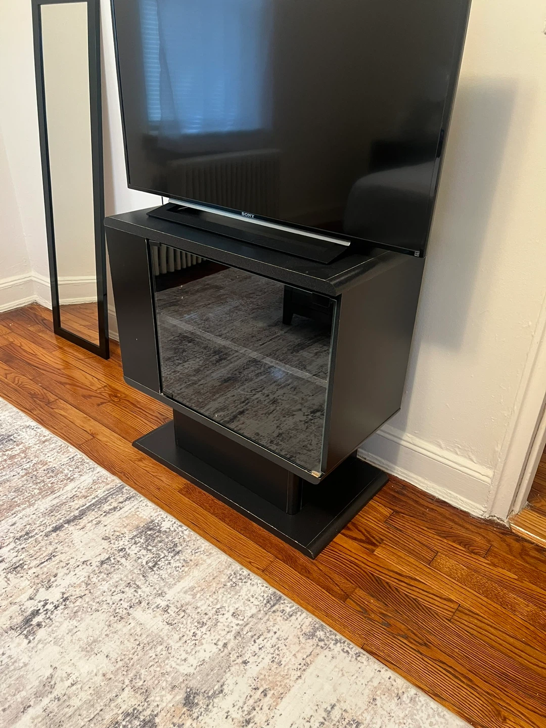 Black Media Console with Glass Door - photo 2