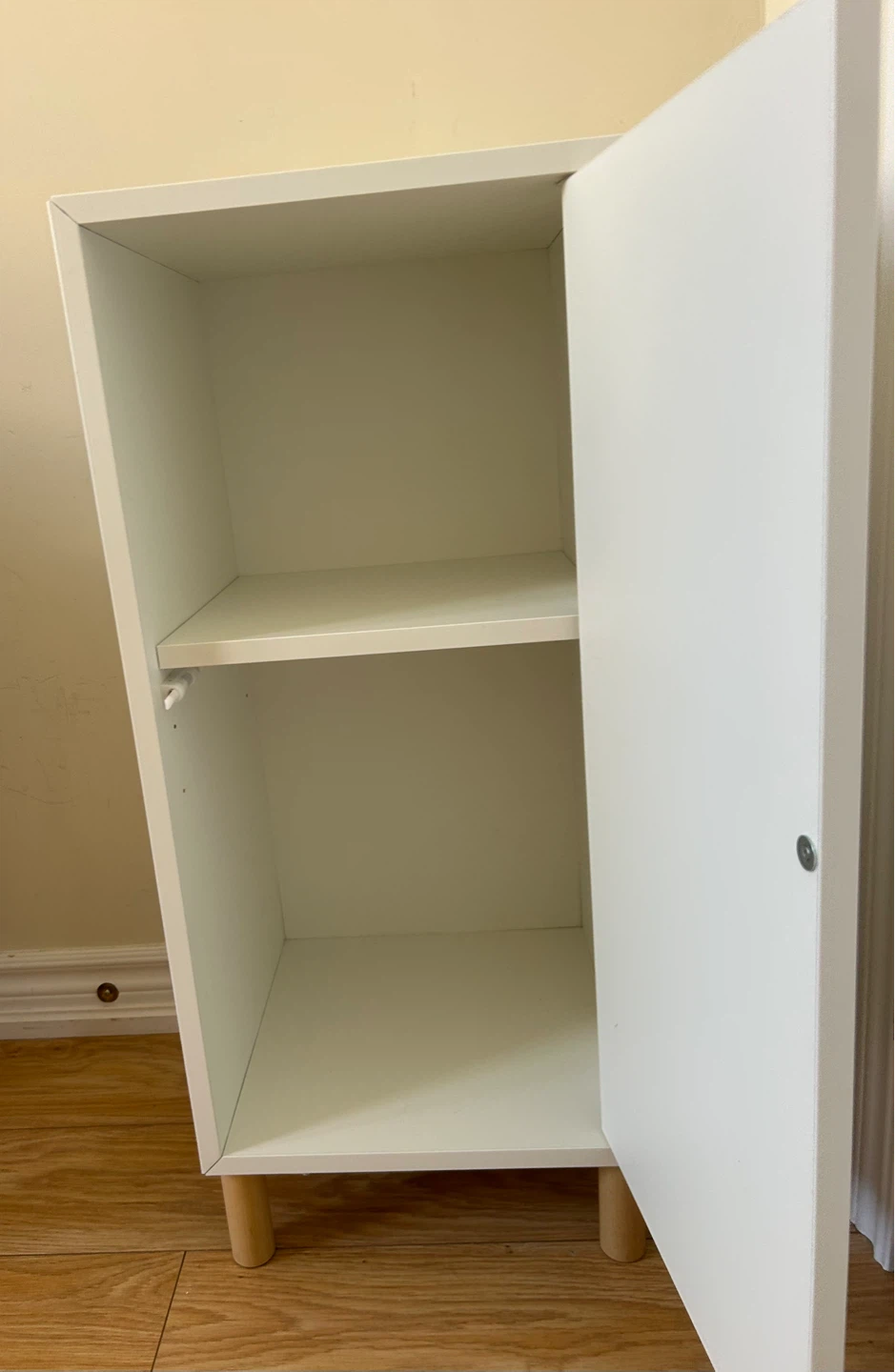 White Storage Cabinet with Wooden Legs - photo 2