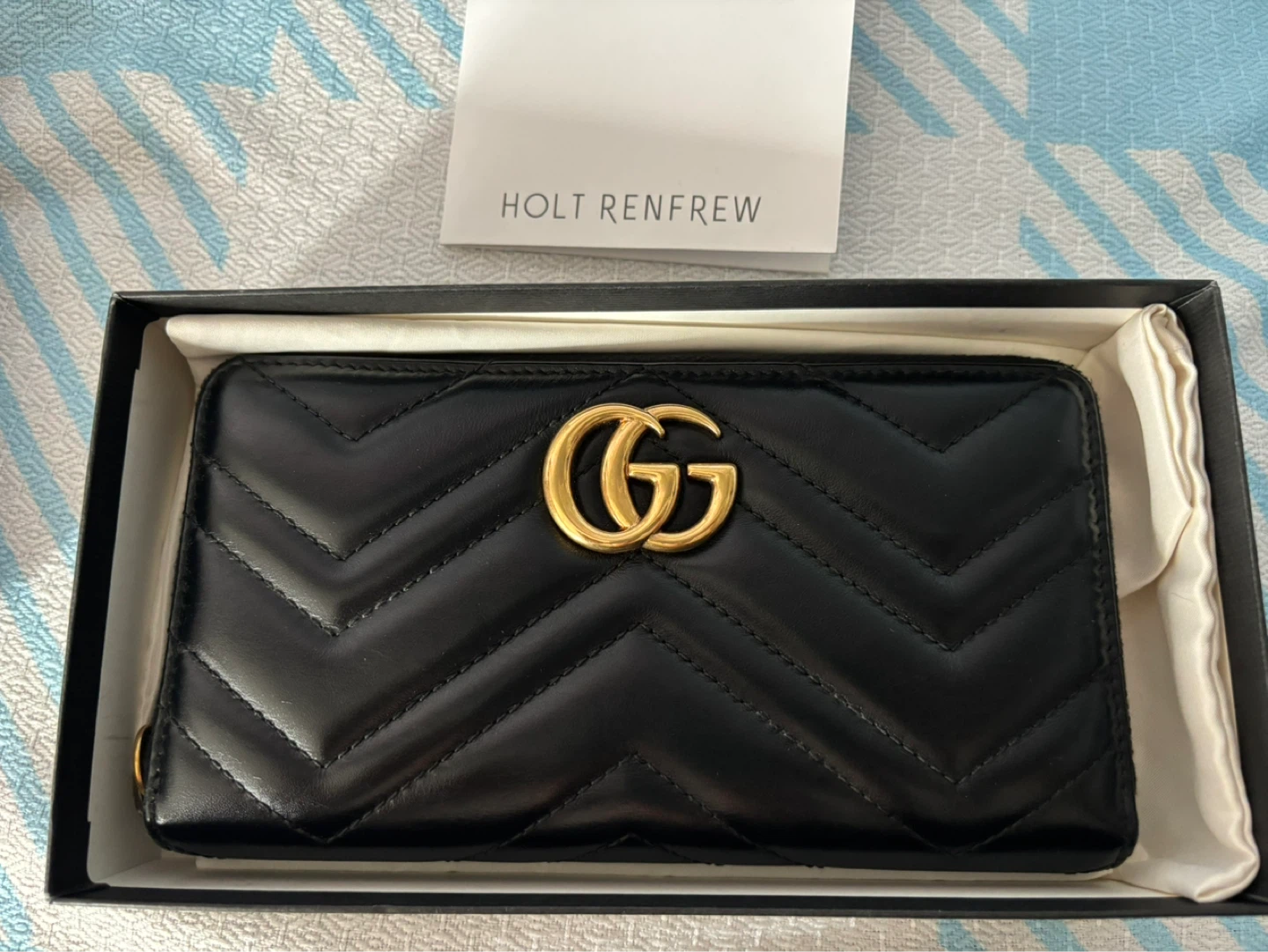 Gucci GG Marmont Zip Around Wallet - Black Leather