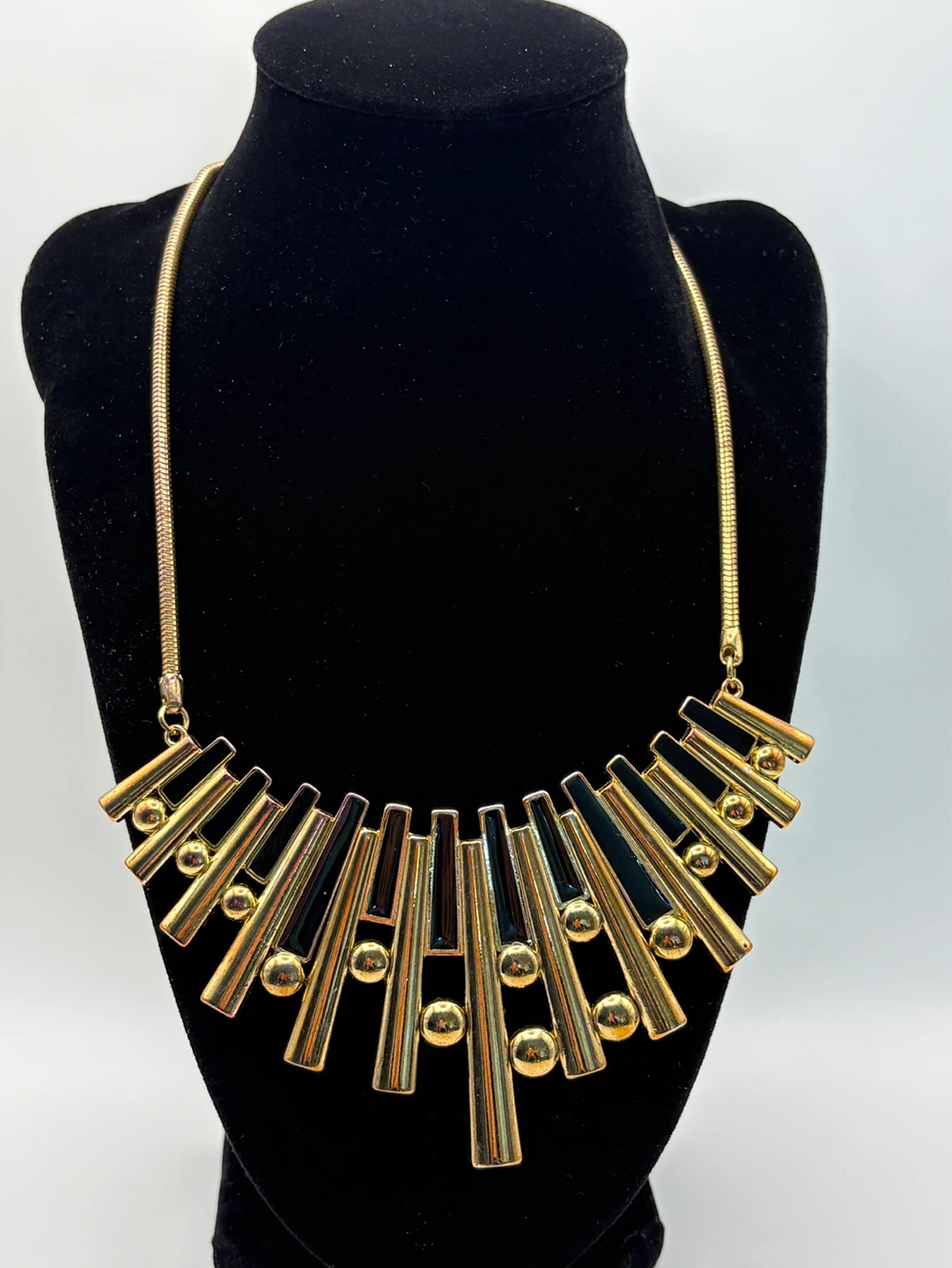 Vintage Statement Necklace with Black Accents