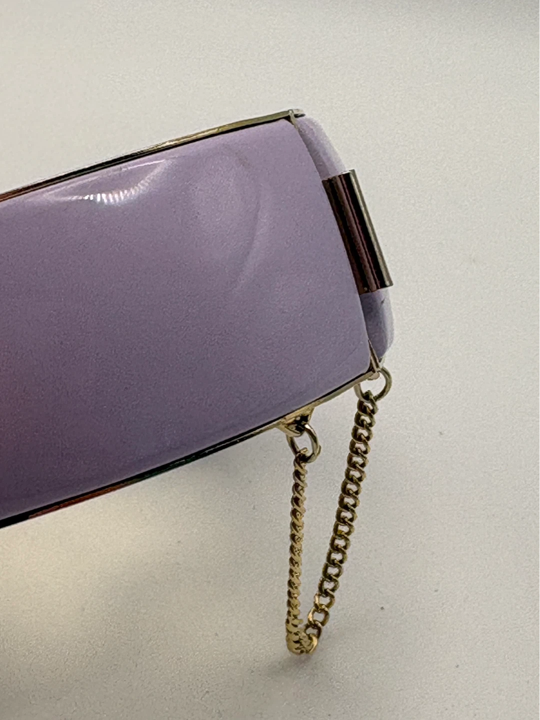 Vintage Lavender and Gold Tone Hinged Bangle Bracelet - photo 5
