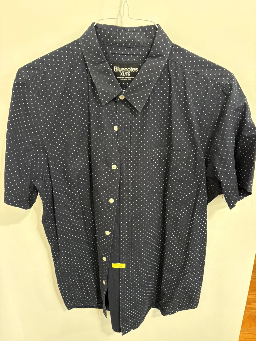 Bluenotes Men's Navy Polka Dot Button-Up Shirt XL/TG