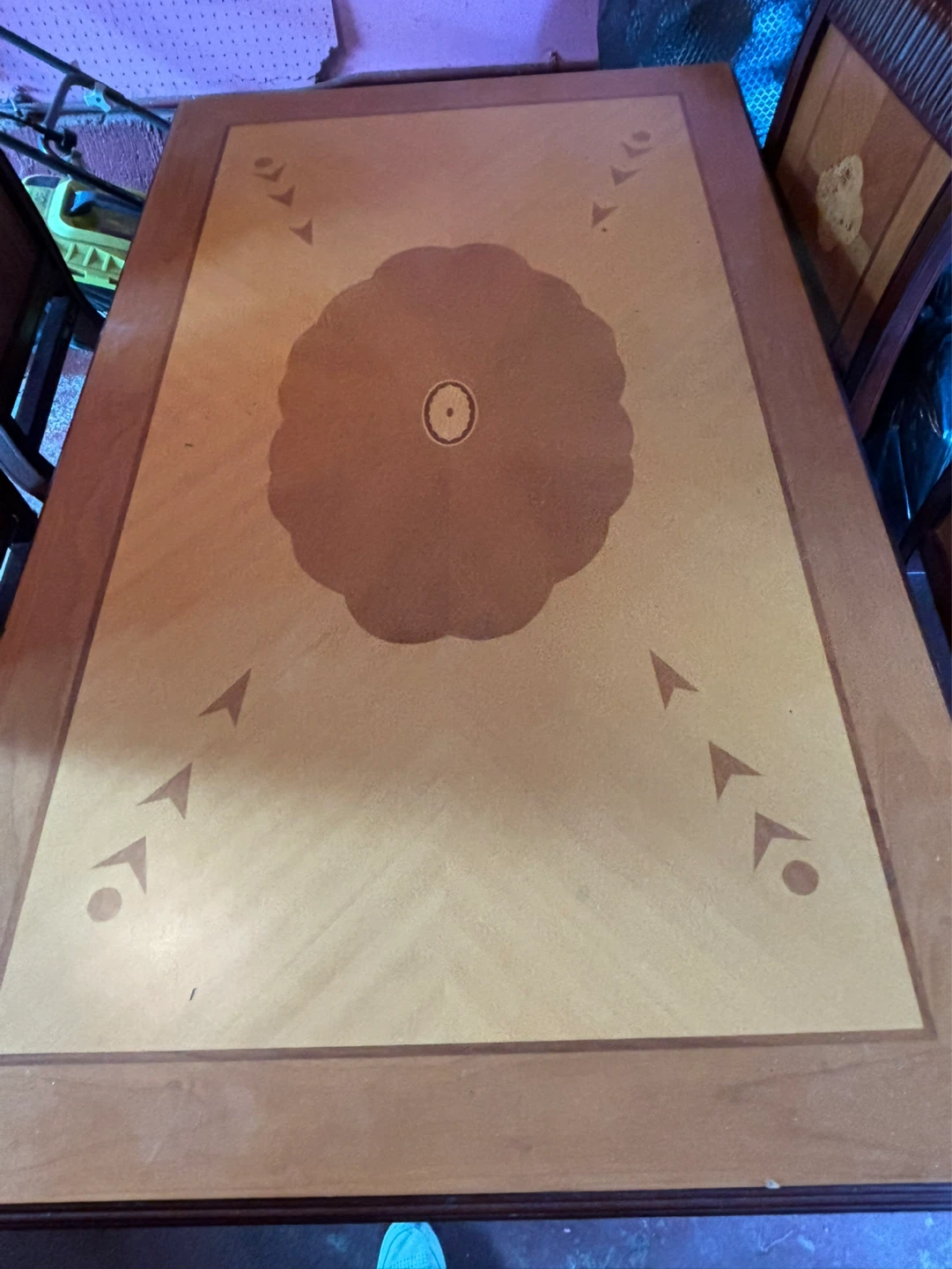 Vintage Wooden Dining Table with Chairs