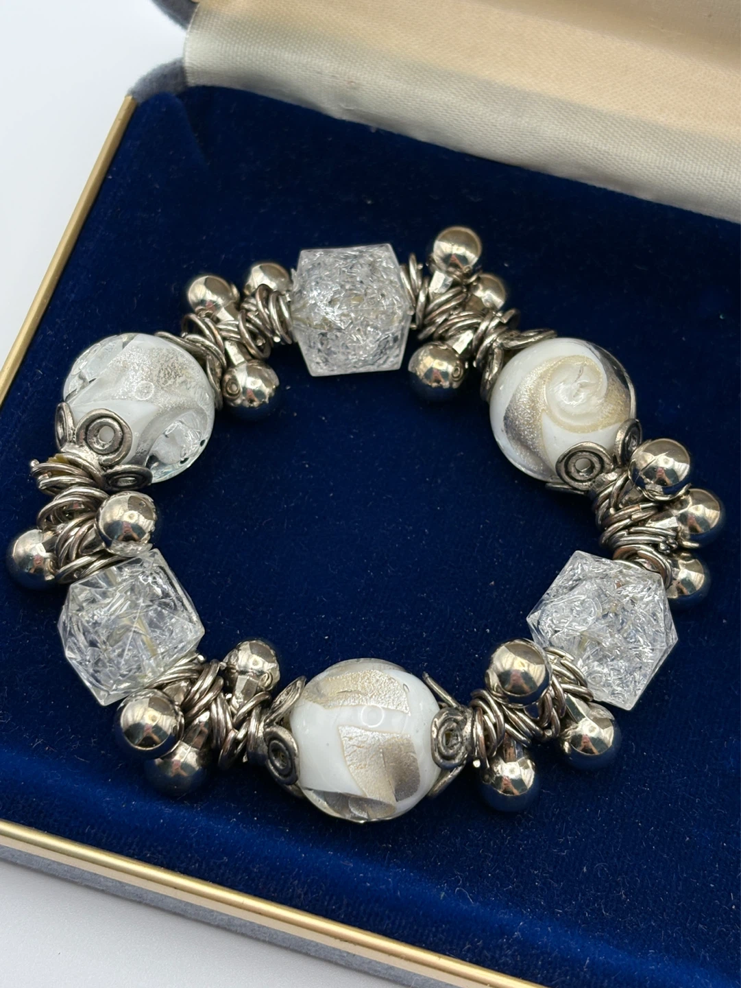 Vintage Art Glass Beaded Stretch Bracelet