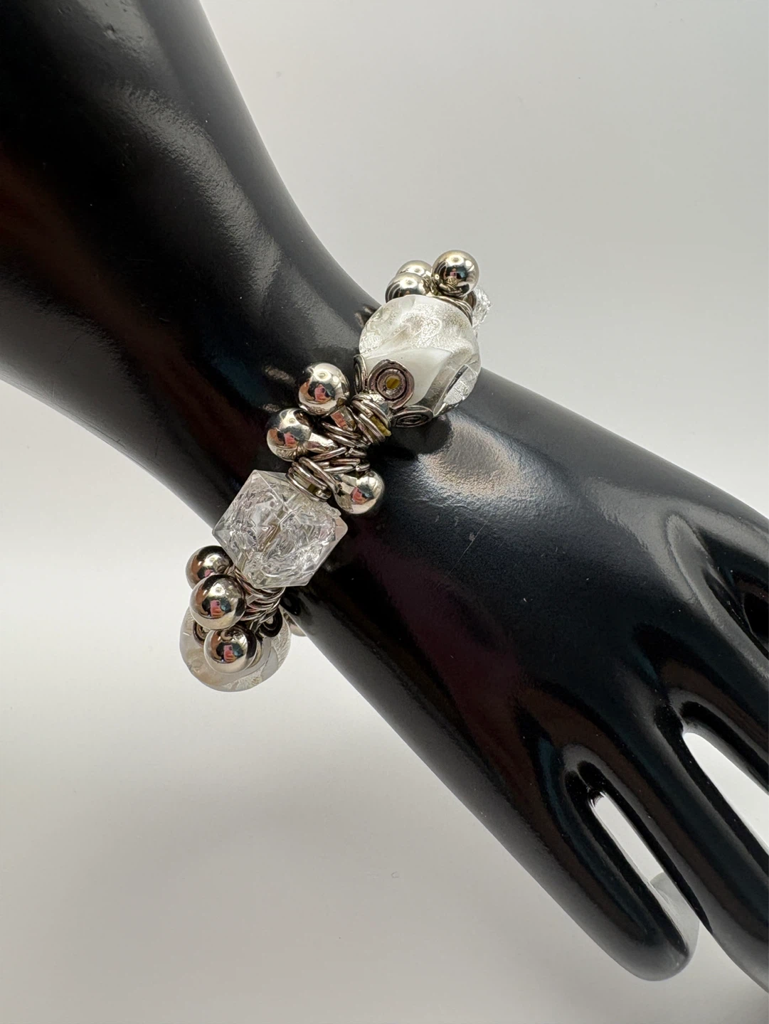 Vintage Art Glass Beaded Stretch Bracelet - photo 4