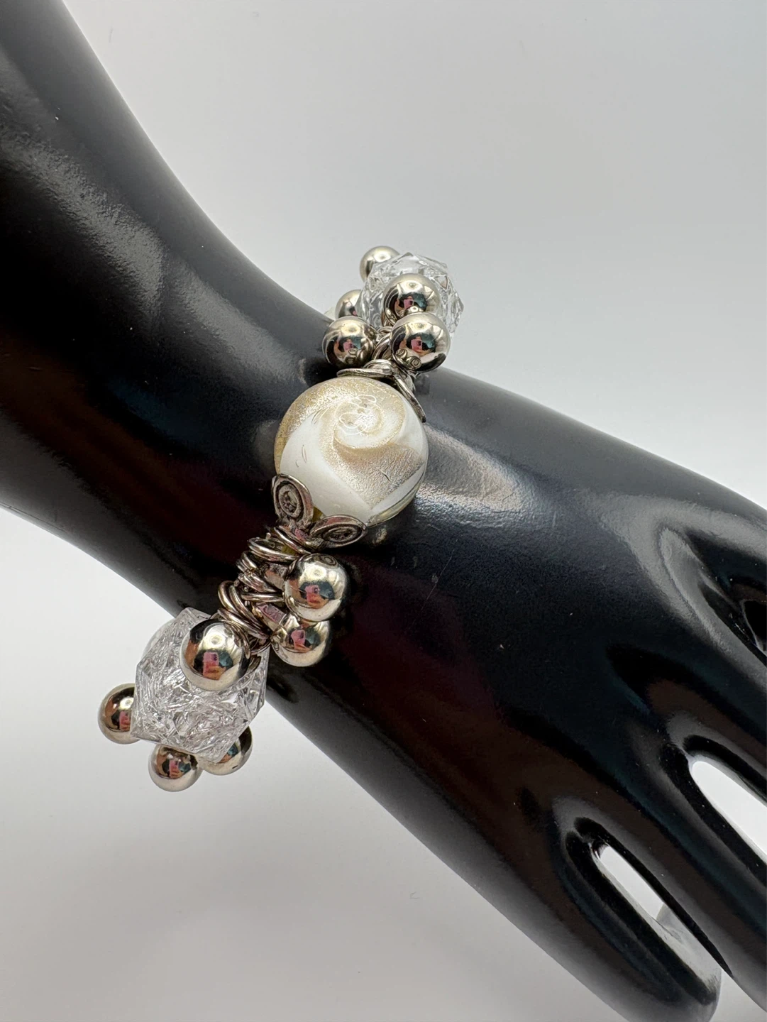 Vintage Art Glass Beaded Stretch Bracelet - photo 5