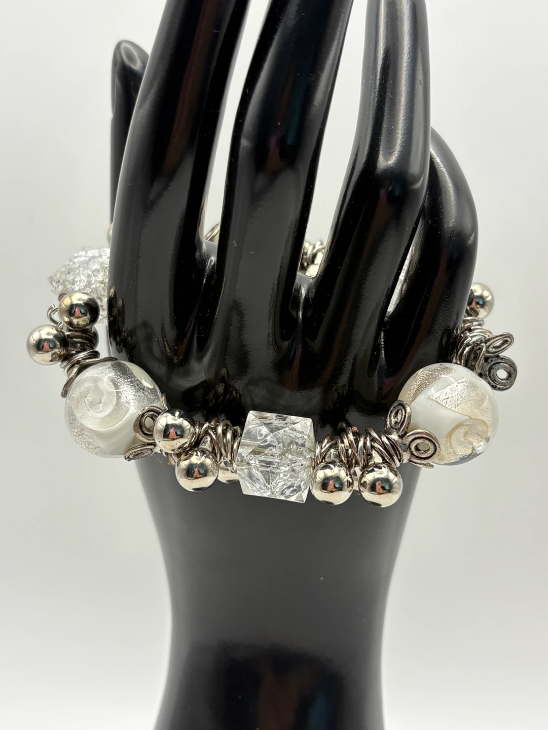 Vintage Art Glass Beaded Stretch Bracelet - photo 3