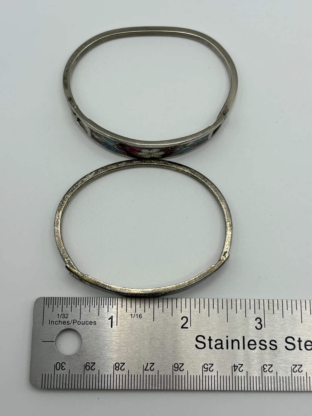 Set of 2 Vintage Enamel & Shell Inlay Bracelets - photo 5