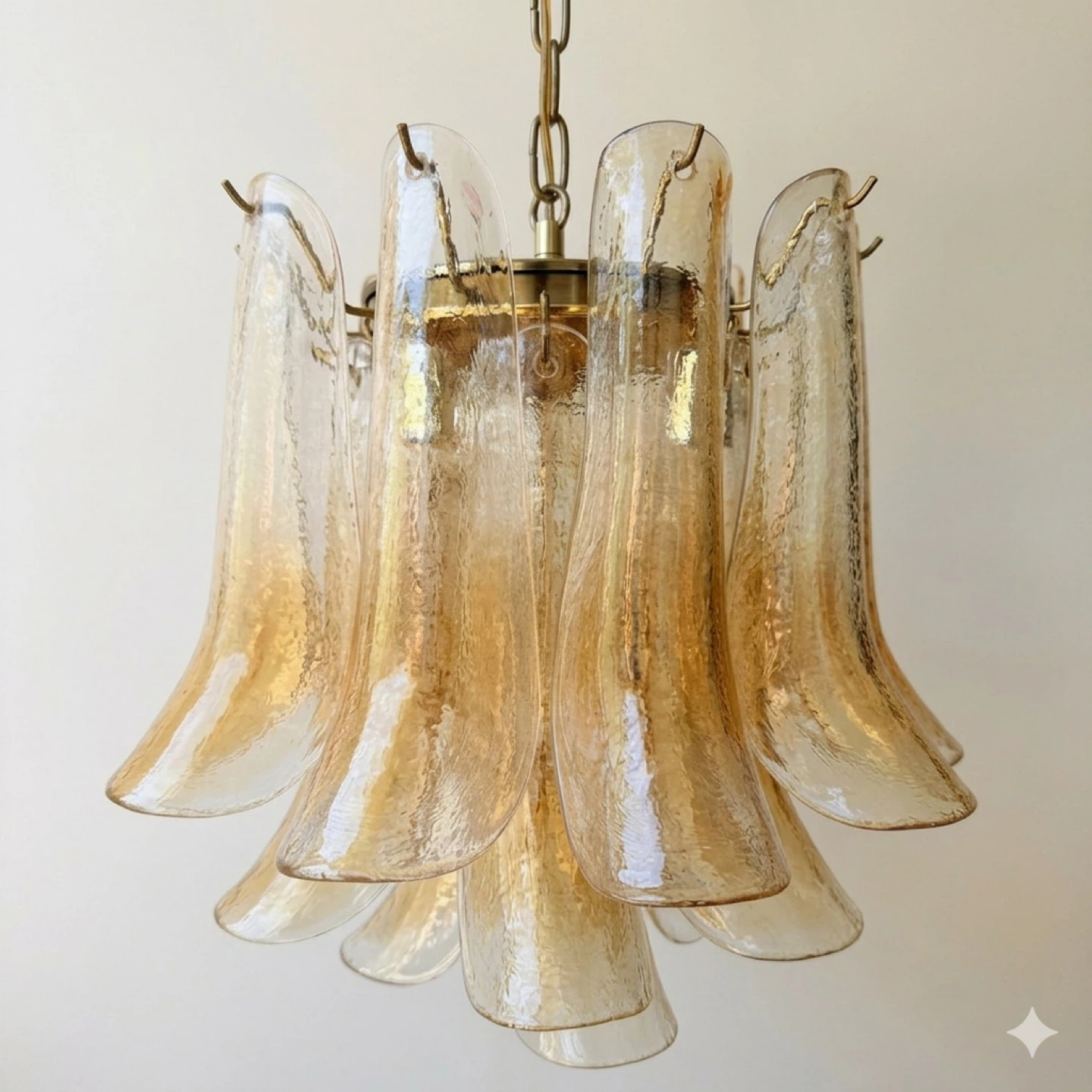 Vintage Amber Glass Chandelier