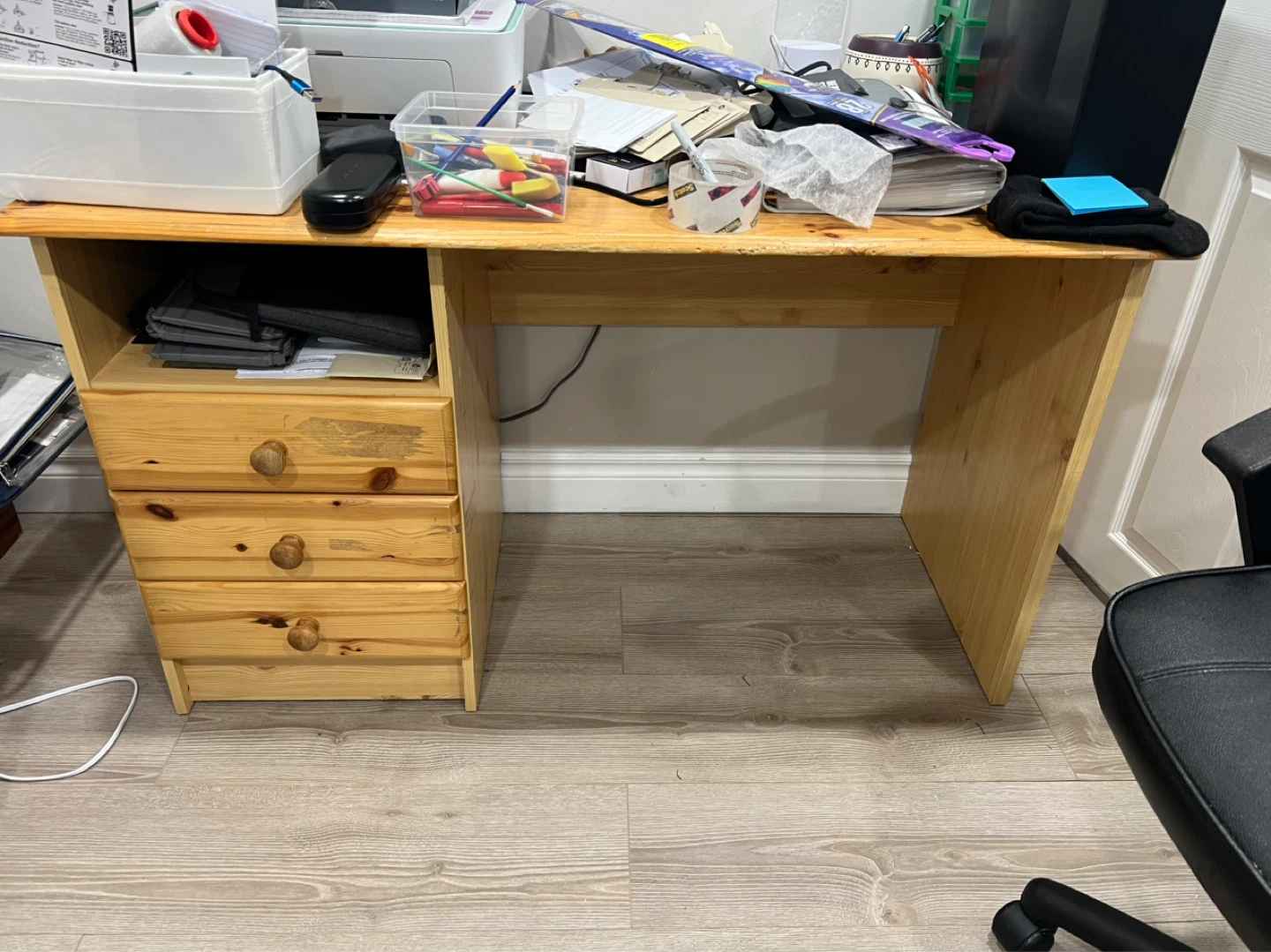 Wooden Desk with Drawers