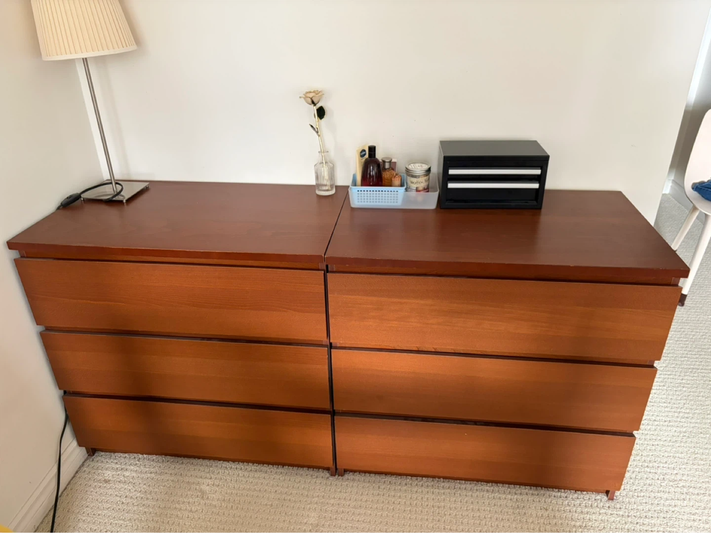 2 Cherry Wood Dressers with 3 Drawers(IKEA STORKLINTA) - photo 2