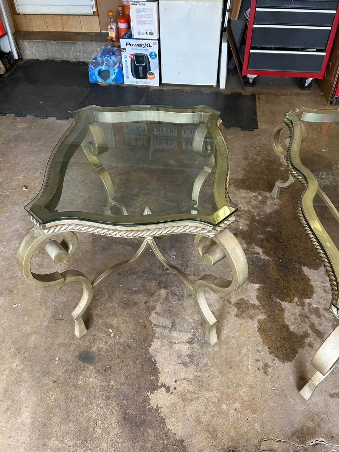 Ornate Glass Top Coffee Table & End Table - photo 3