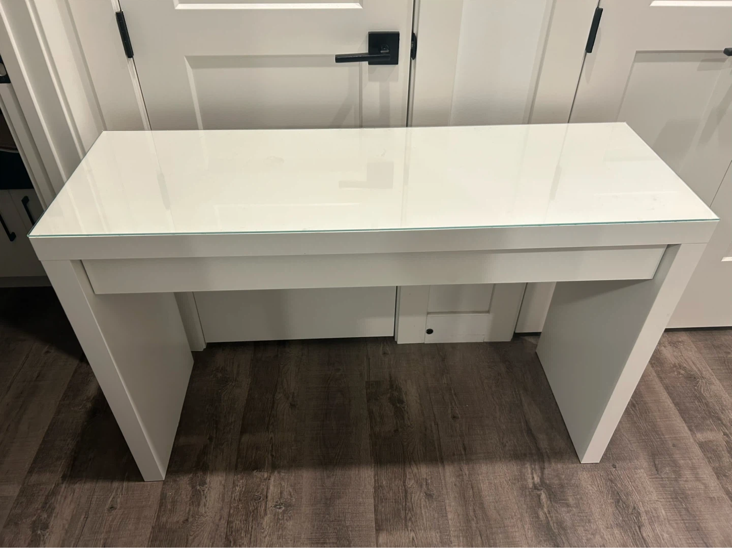 IKEA makeup table with glass top and drawer - photo 2