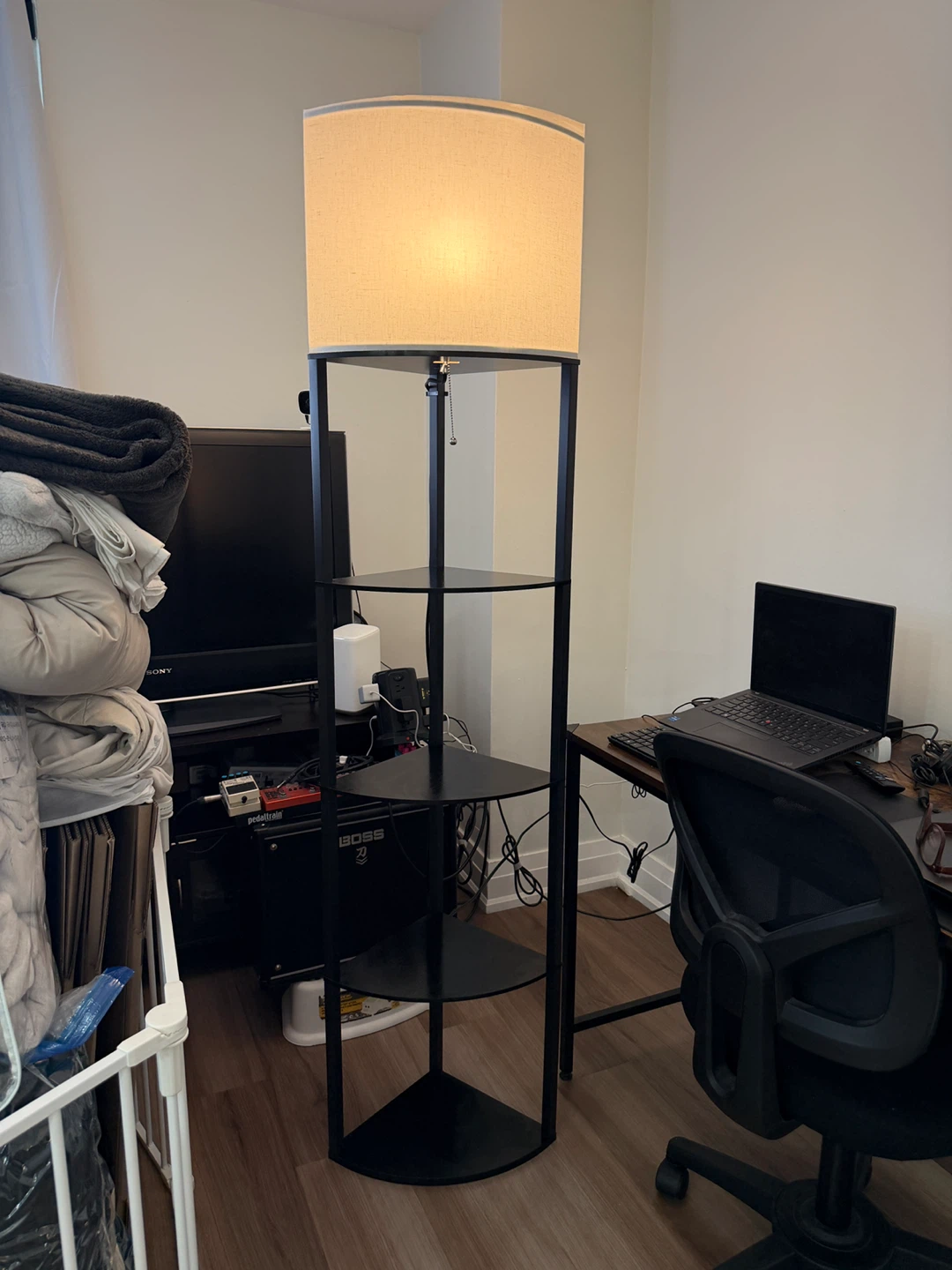 Corner Floor Lamp with Shelves - photo 2