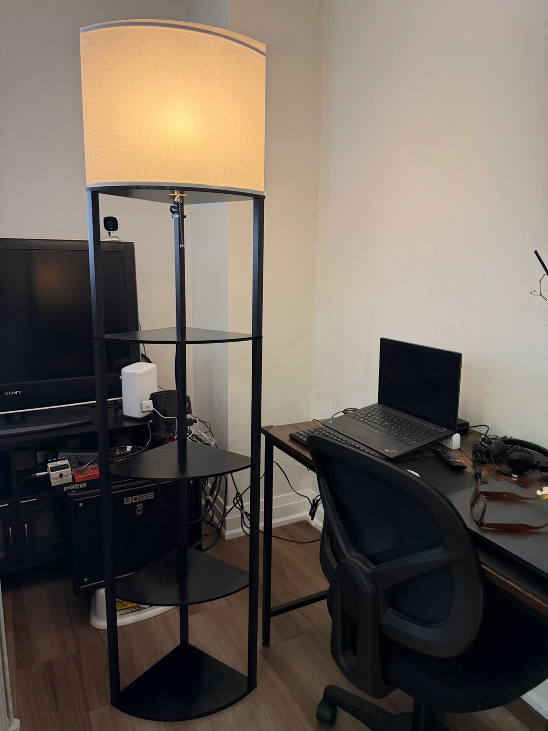 Corner Floor Lamp with Shelves