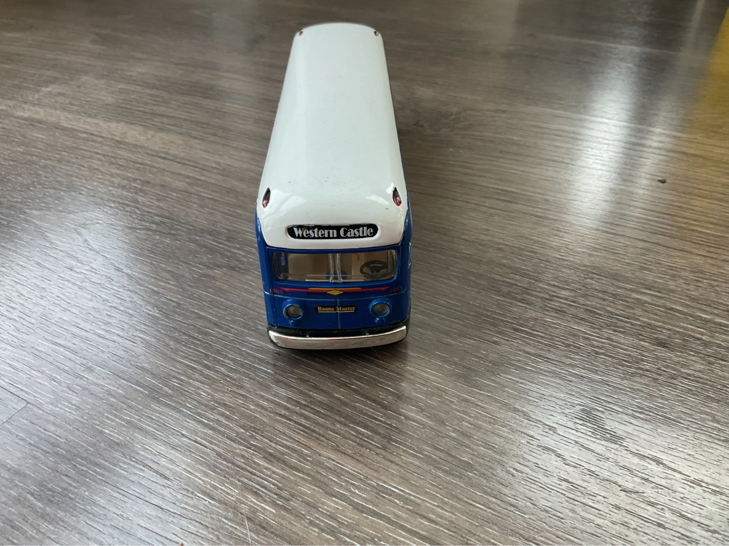 Blue and White Greenland Die-Cast Bus Model