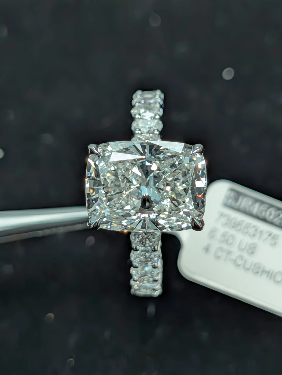 4 CT Cushion Cut Diamond Ring - Size 6.50 US