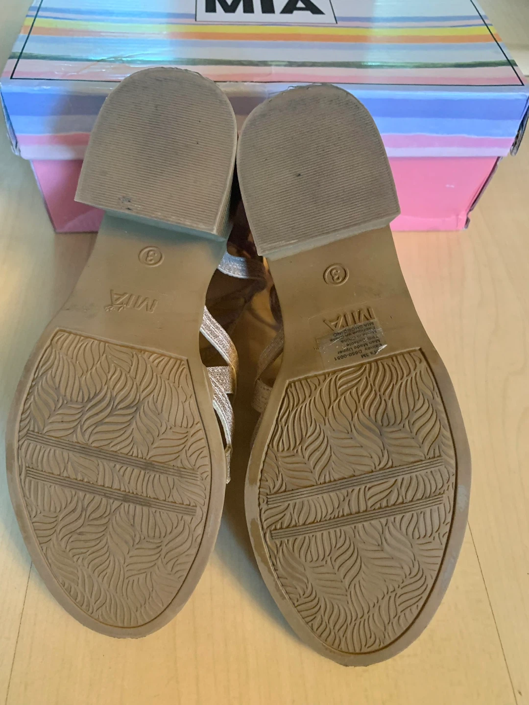 MIA Girls Lainey Rose Gold Strappy Heeled Sandals Size 3 - photo 4