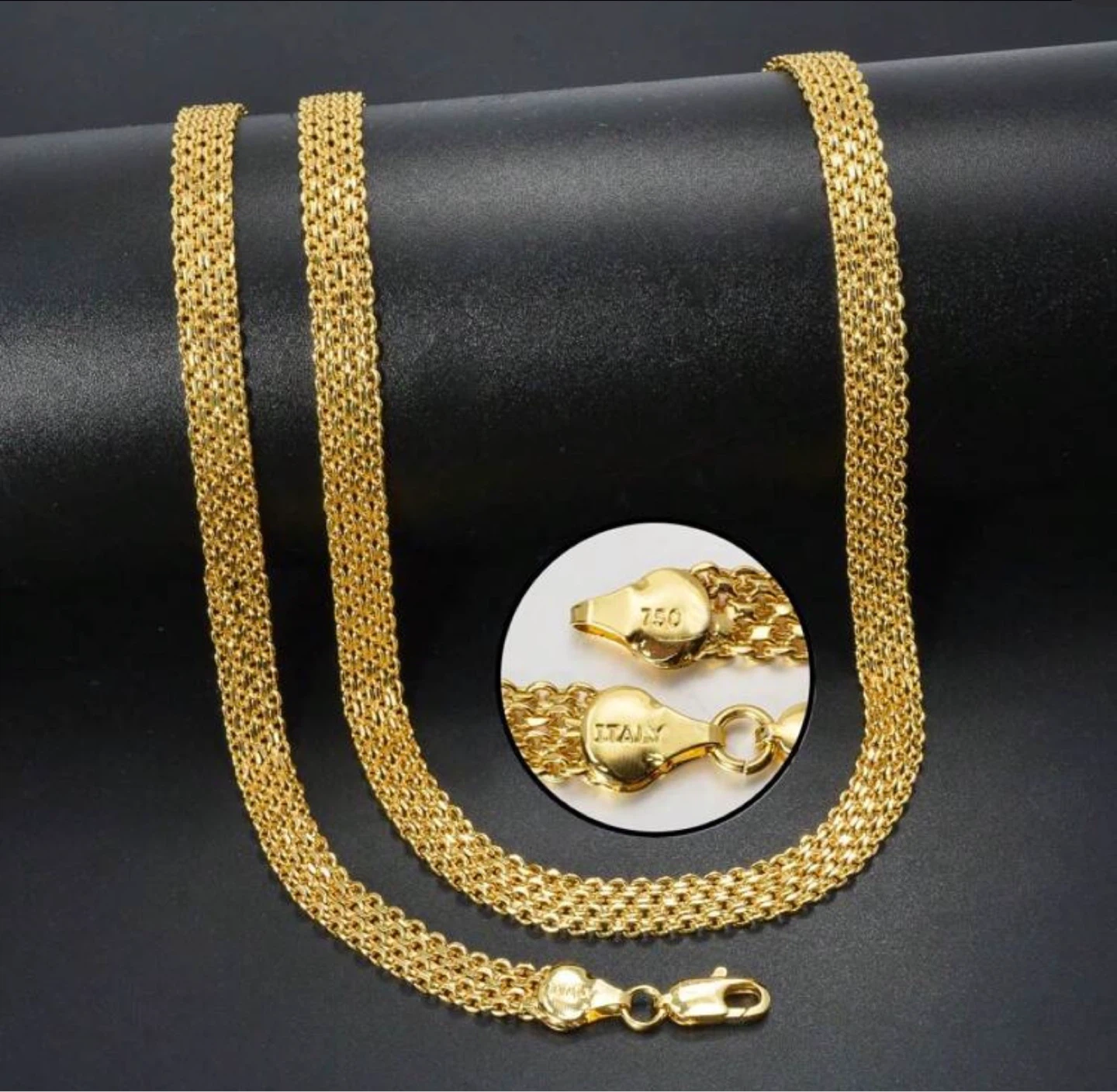 Gold Tone plated Mesh Chain Necklace and Bracelet Set 18 Inch - photo 5