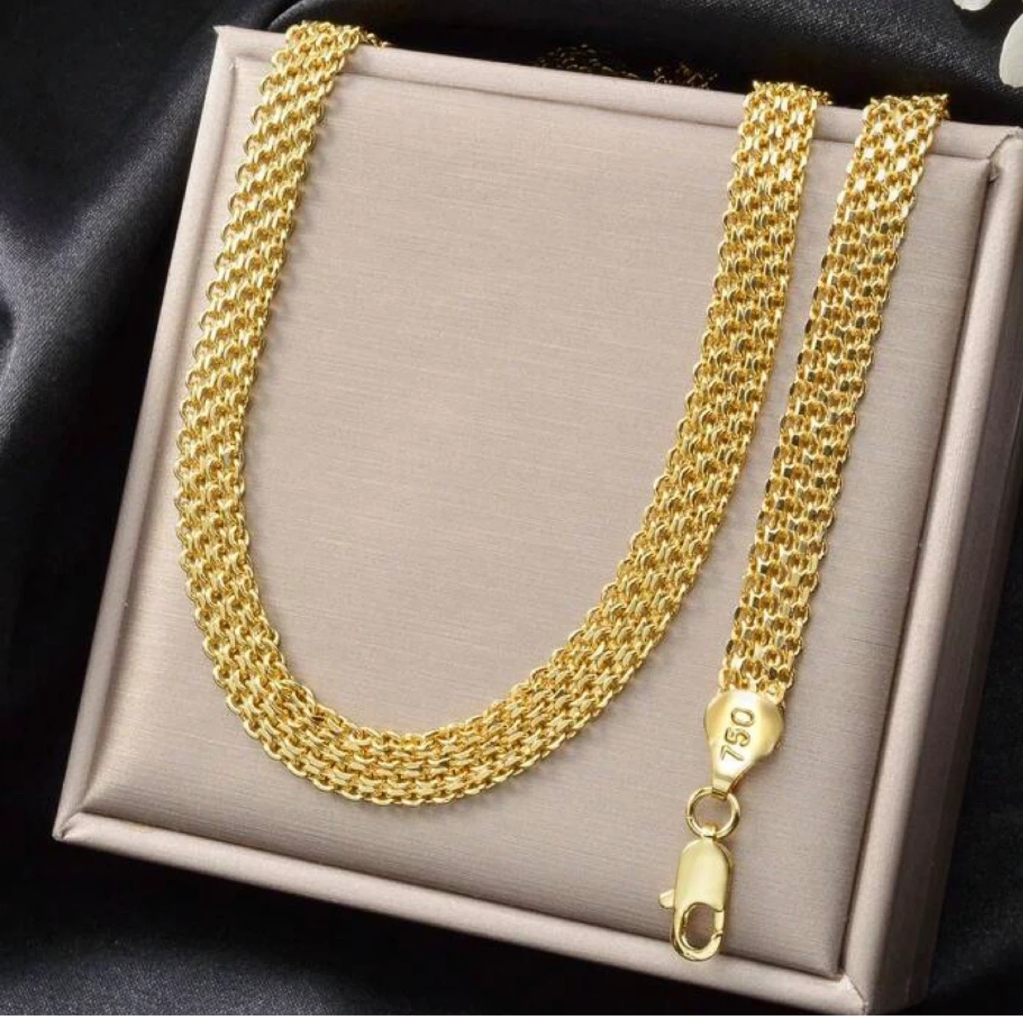 Gold Tone plated Mesh Chain Necklace and Bracelet Set 18 Inch