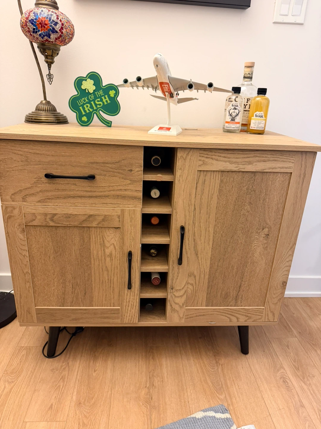 Wooden Sideboard with Wine Rack