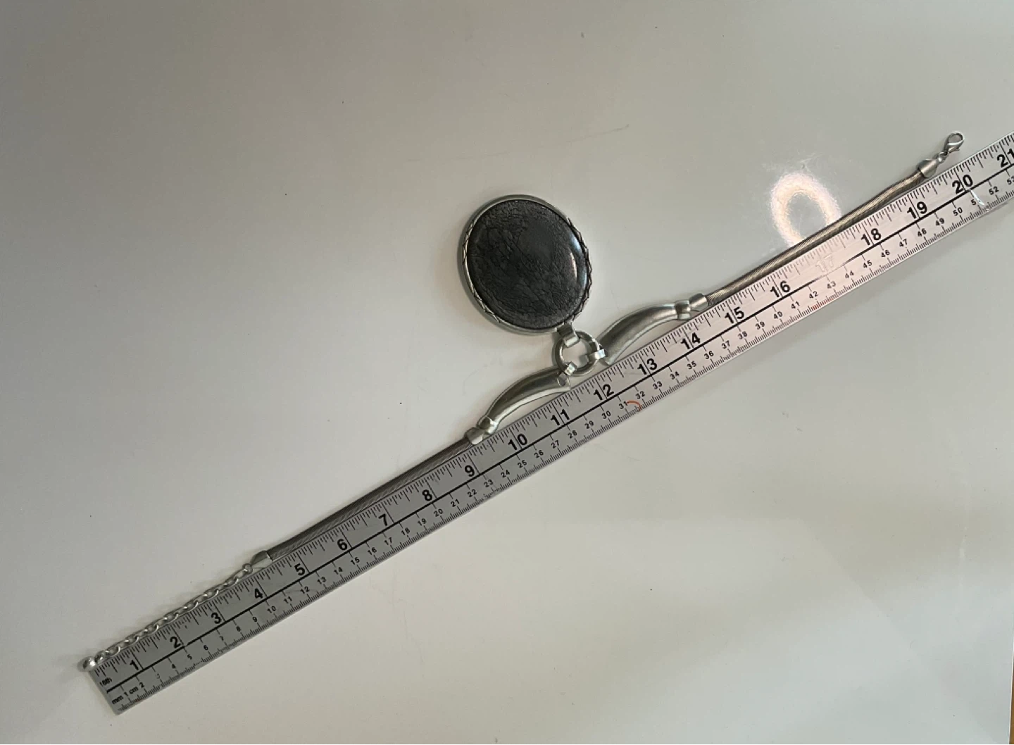 Silver Tone Necklace with Large Dark Pendant - photo 5