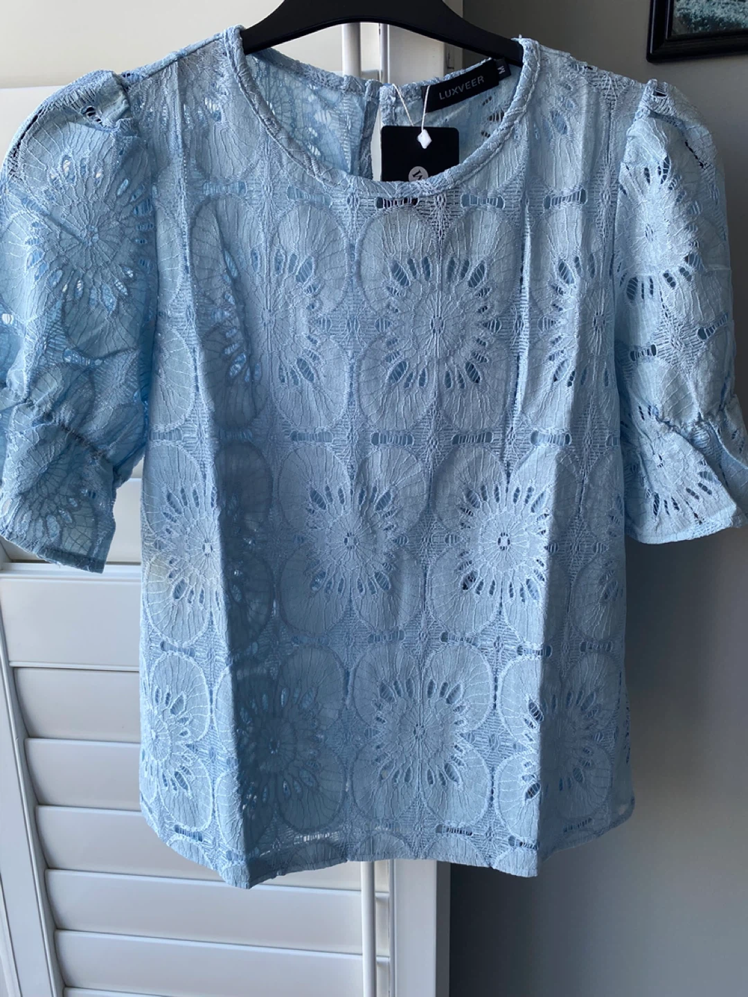 Luxveer Light Blue Lace Top - Size M - photo 3