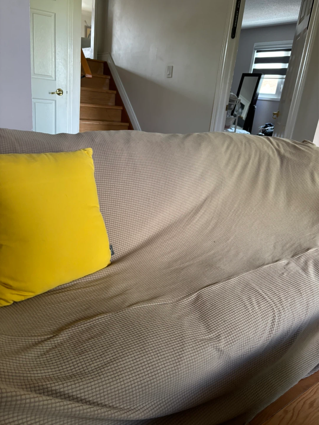 Mobilia Beige Sofa set with Throw Blanket