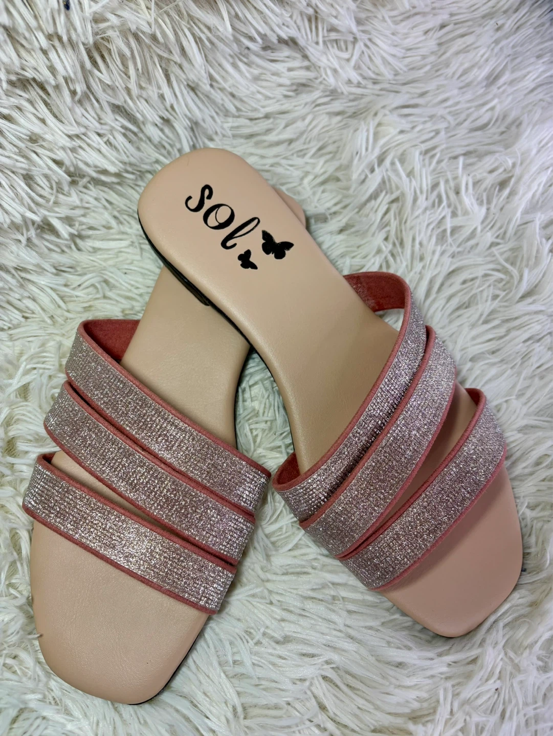 Women's Slides - Glitter Straps & Leopard Print - photo 3