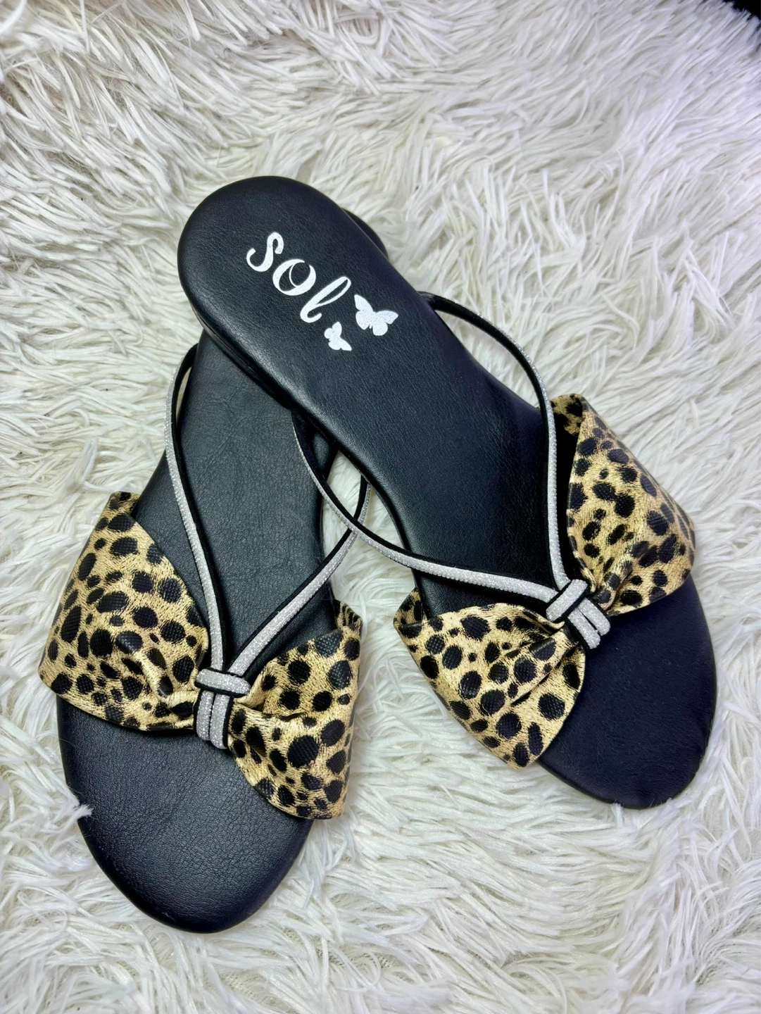 Women's Slides - Glitter Straps & Leopard Print - photo 4