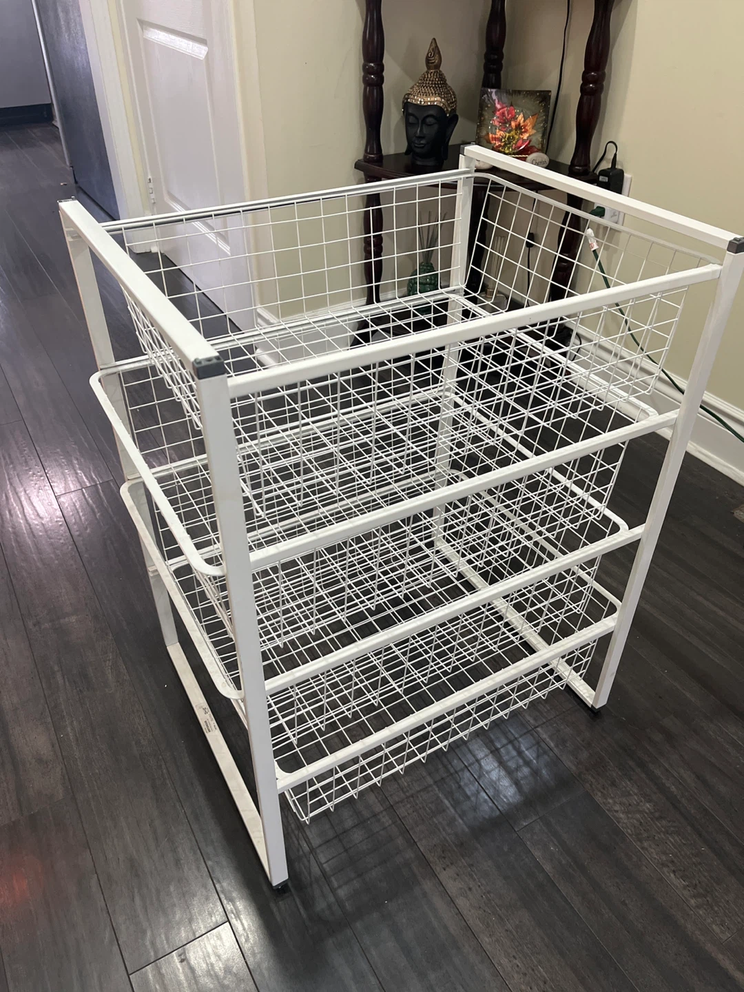 White 4 Tier Wire Storage Cart