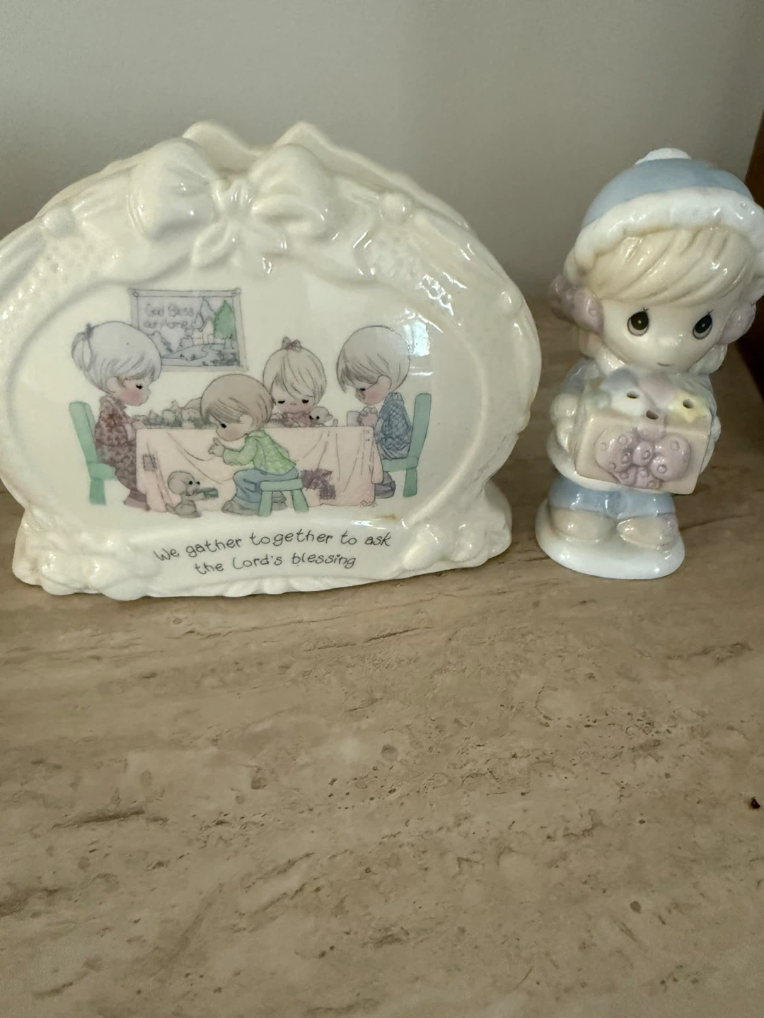 Precious Moments Napkin Holder & Figurine