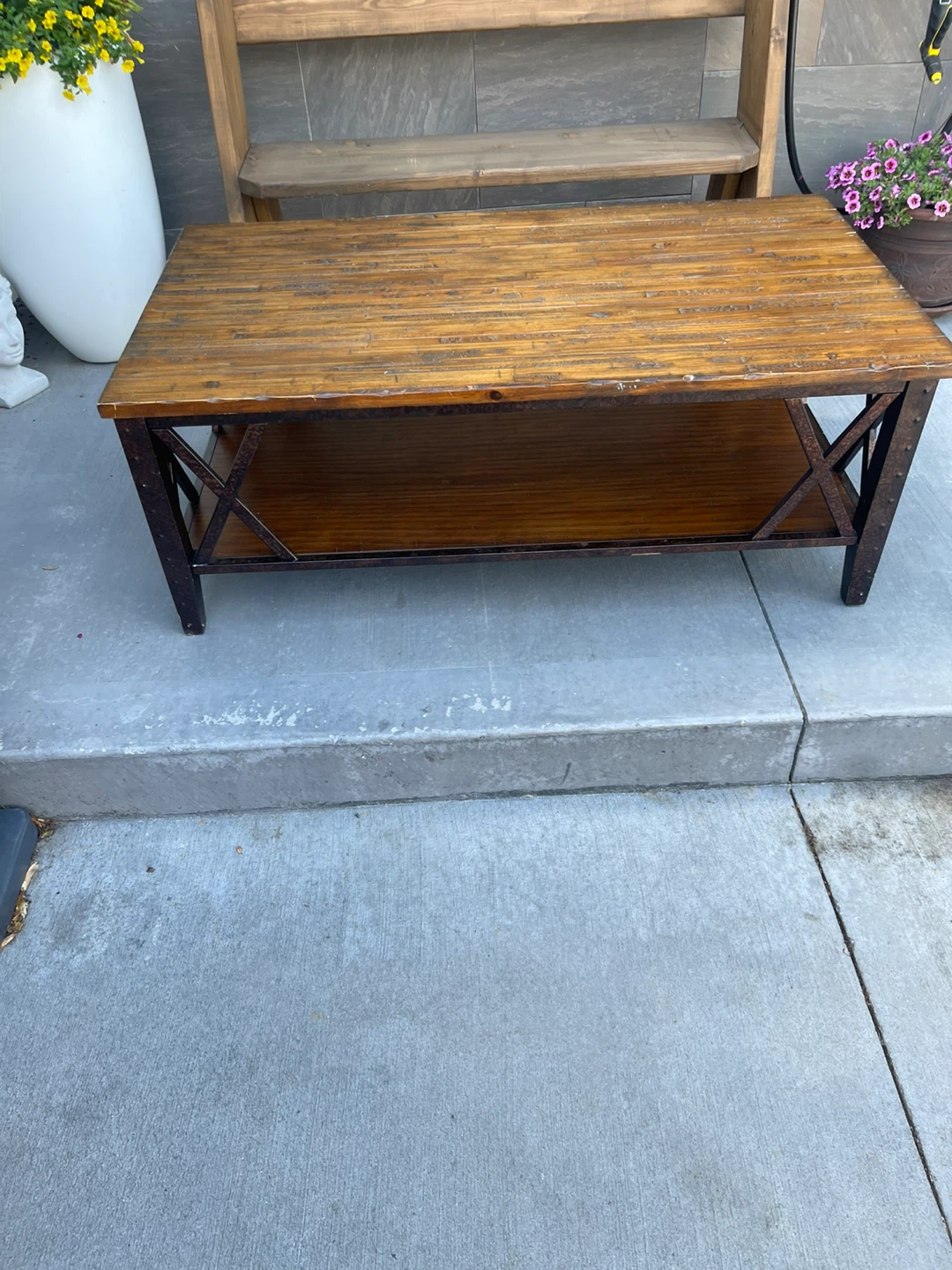 Fleming Industrial Rustic Pine Coffee Table
