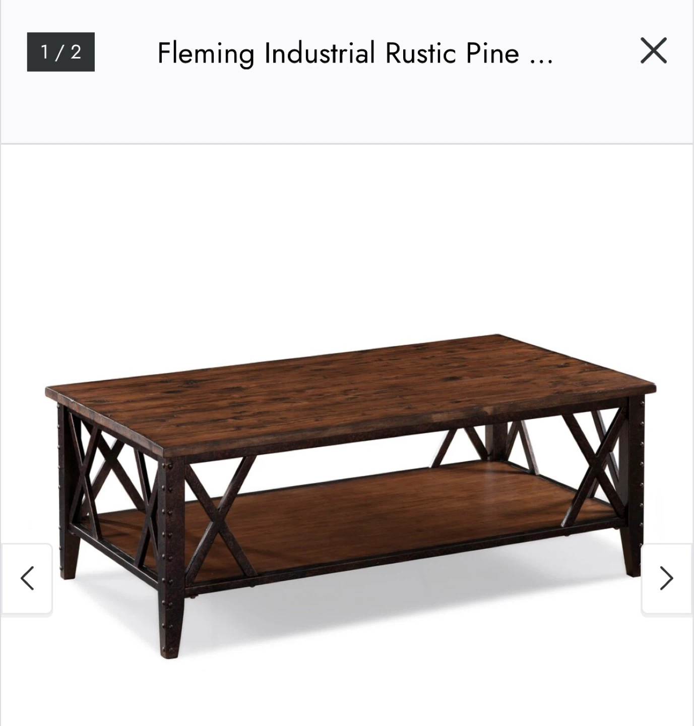 Fleming Industrial Rustic Pine Coffee Table - photo 4