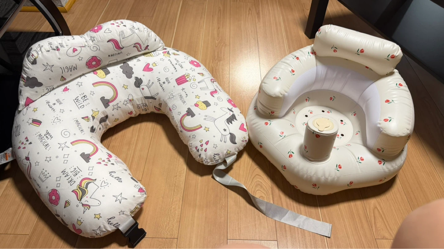 Baby seat and nursing pillow set with unicorn design