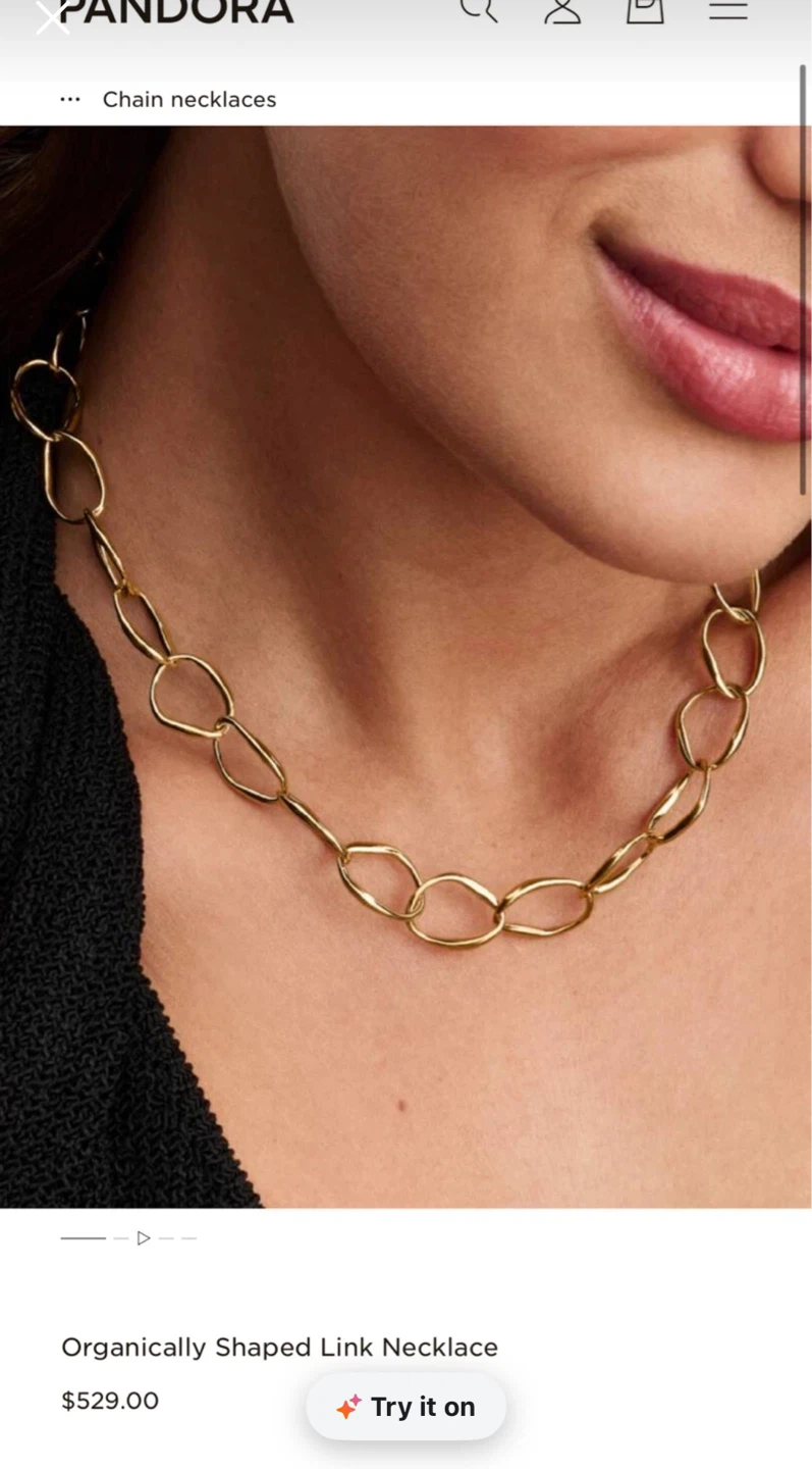 Pandora 14k Gold Plated Organically Shaped Link Necklace - photo 4