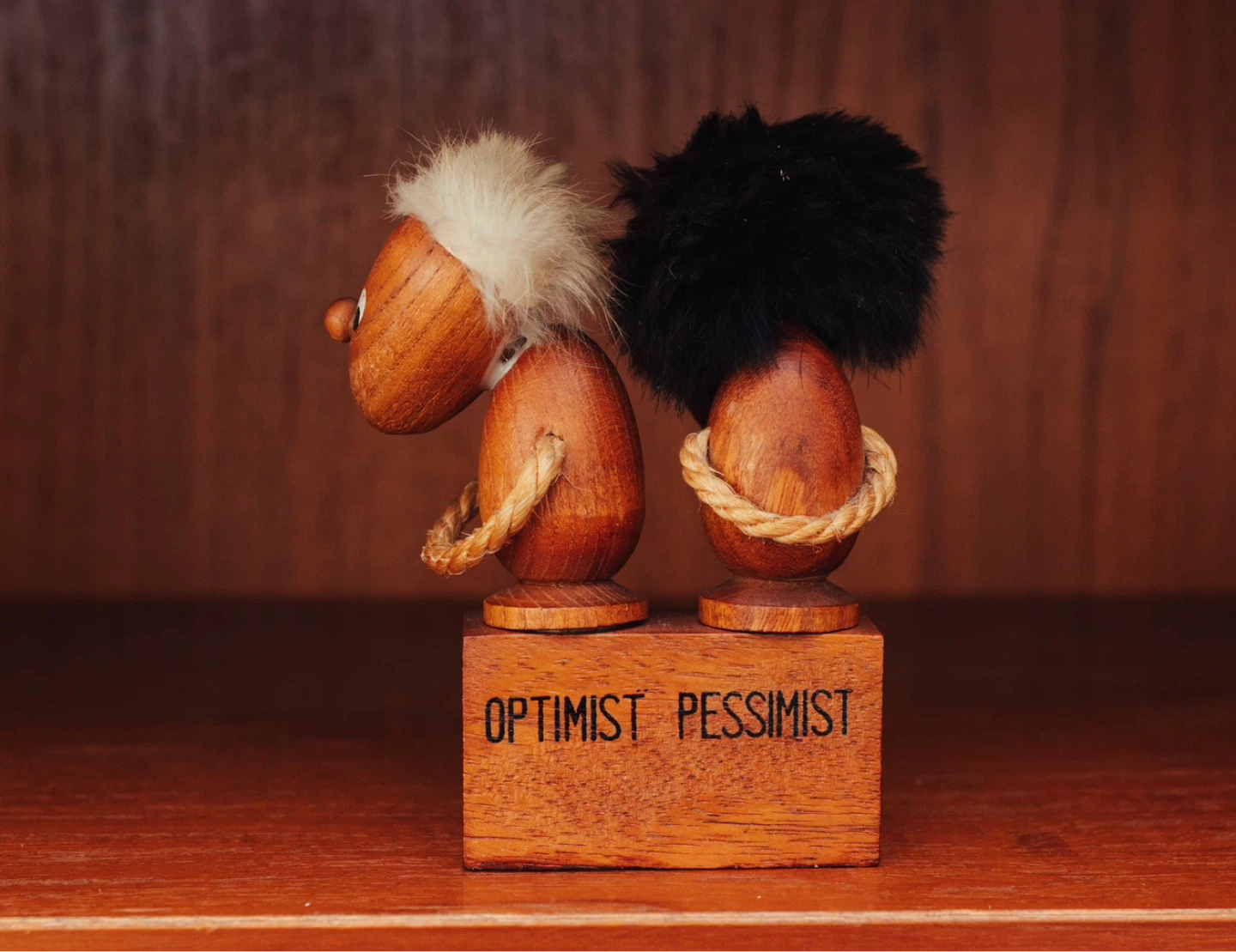 Danish Teak Optimist & Pessimist Bottle Stopper Set - photo 5