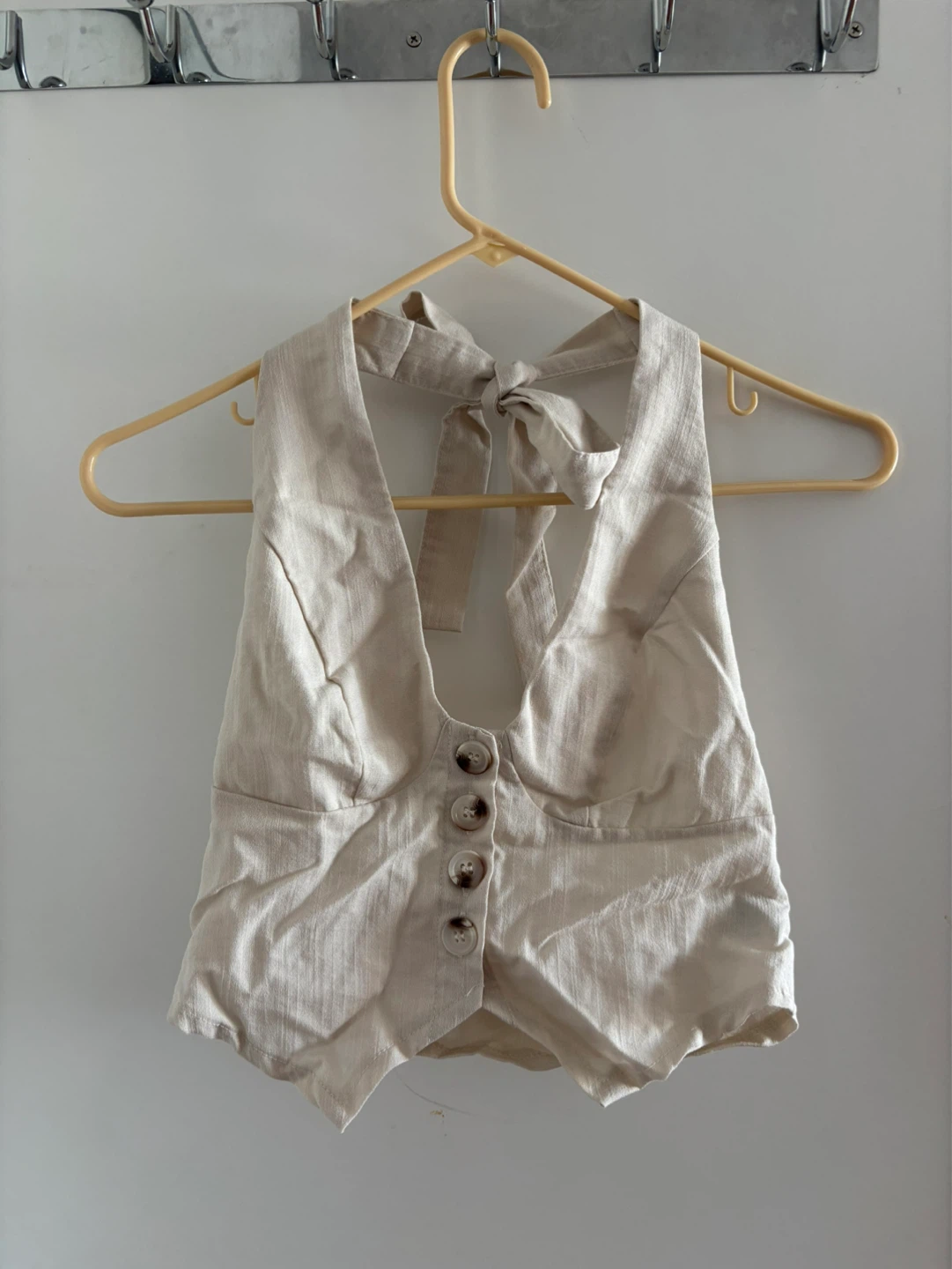 Beige Linen Blend Halter Vest - photo 2
