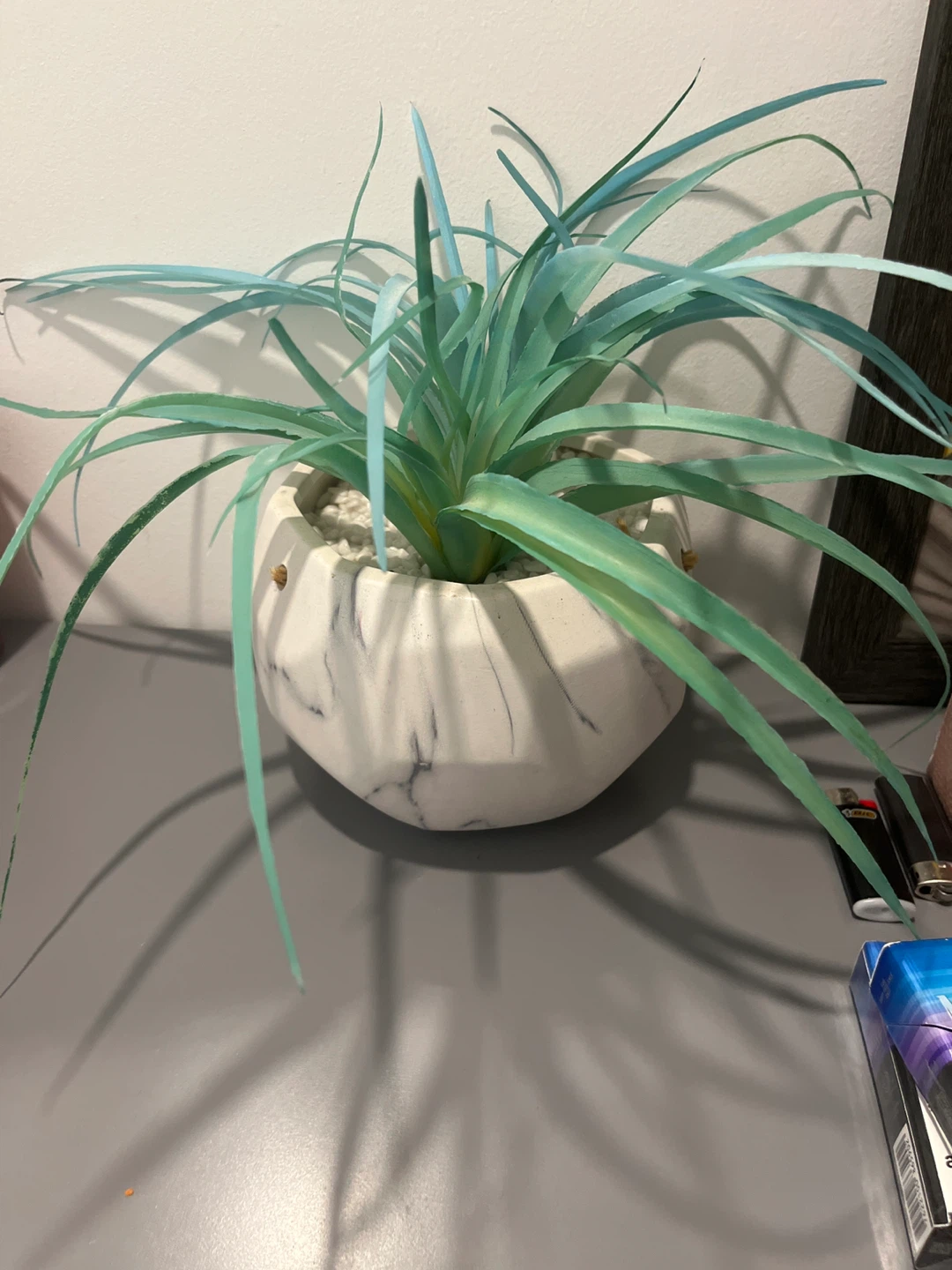 Plant in Marble Geometric Pot (Artificial)