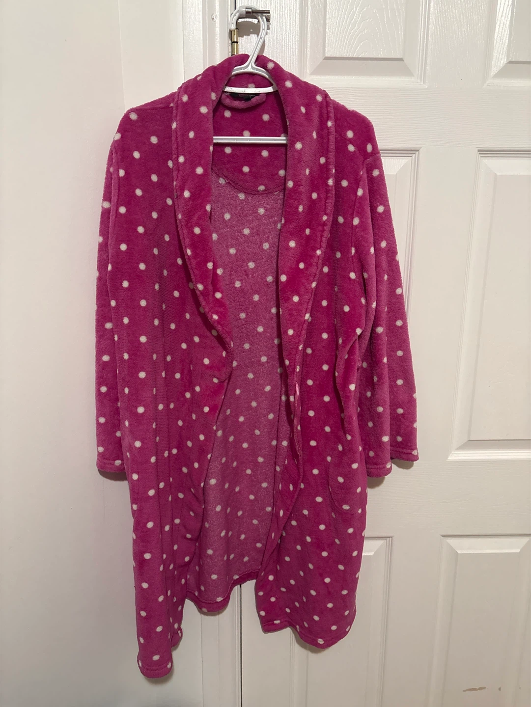 George. Pink Polka Dot Fleece Robe L-XL