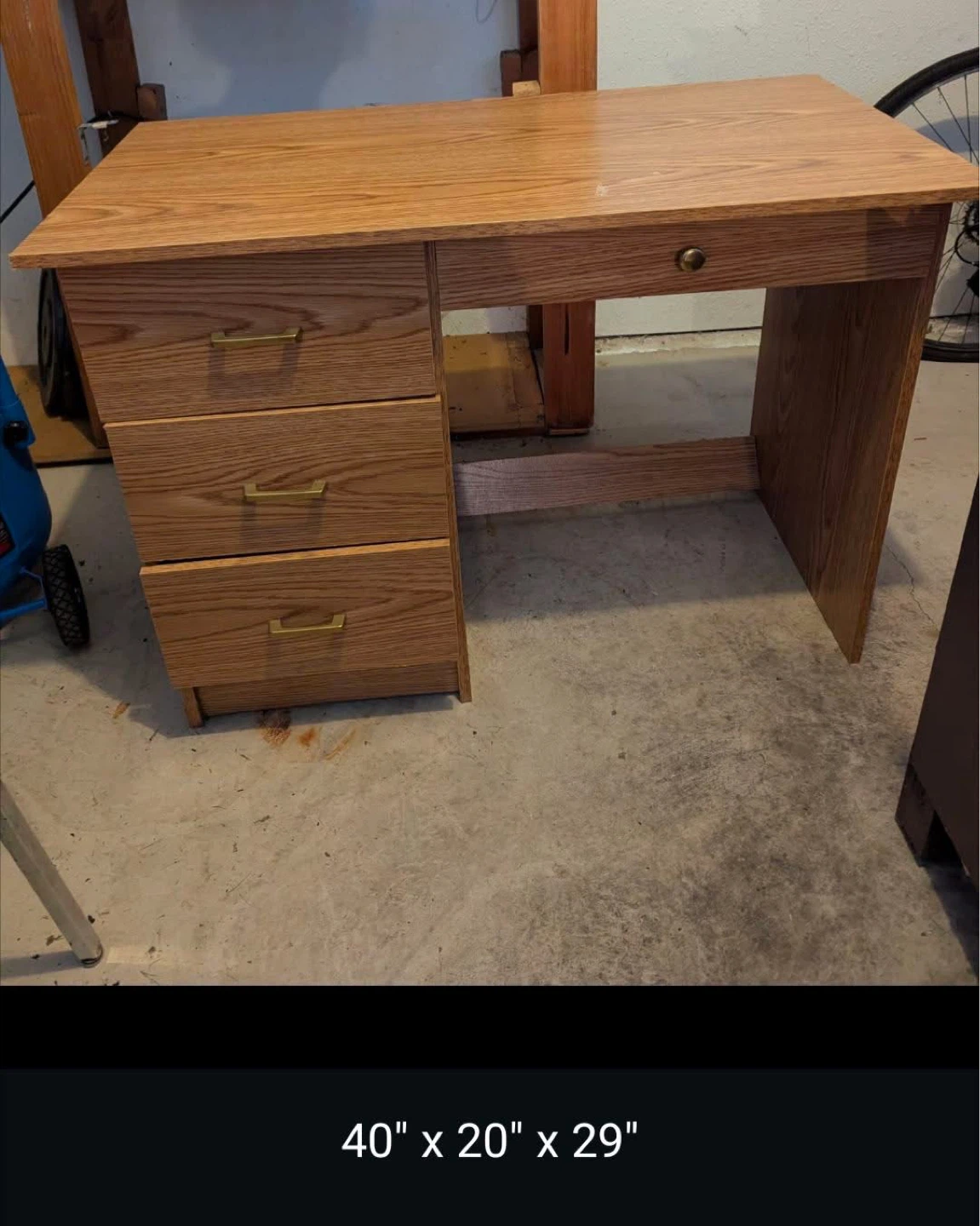 Oak Veneer Desk with Drawers