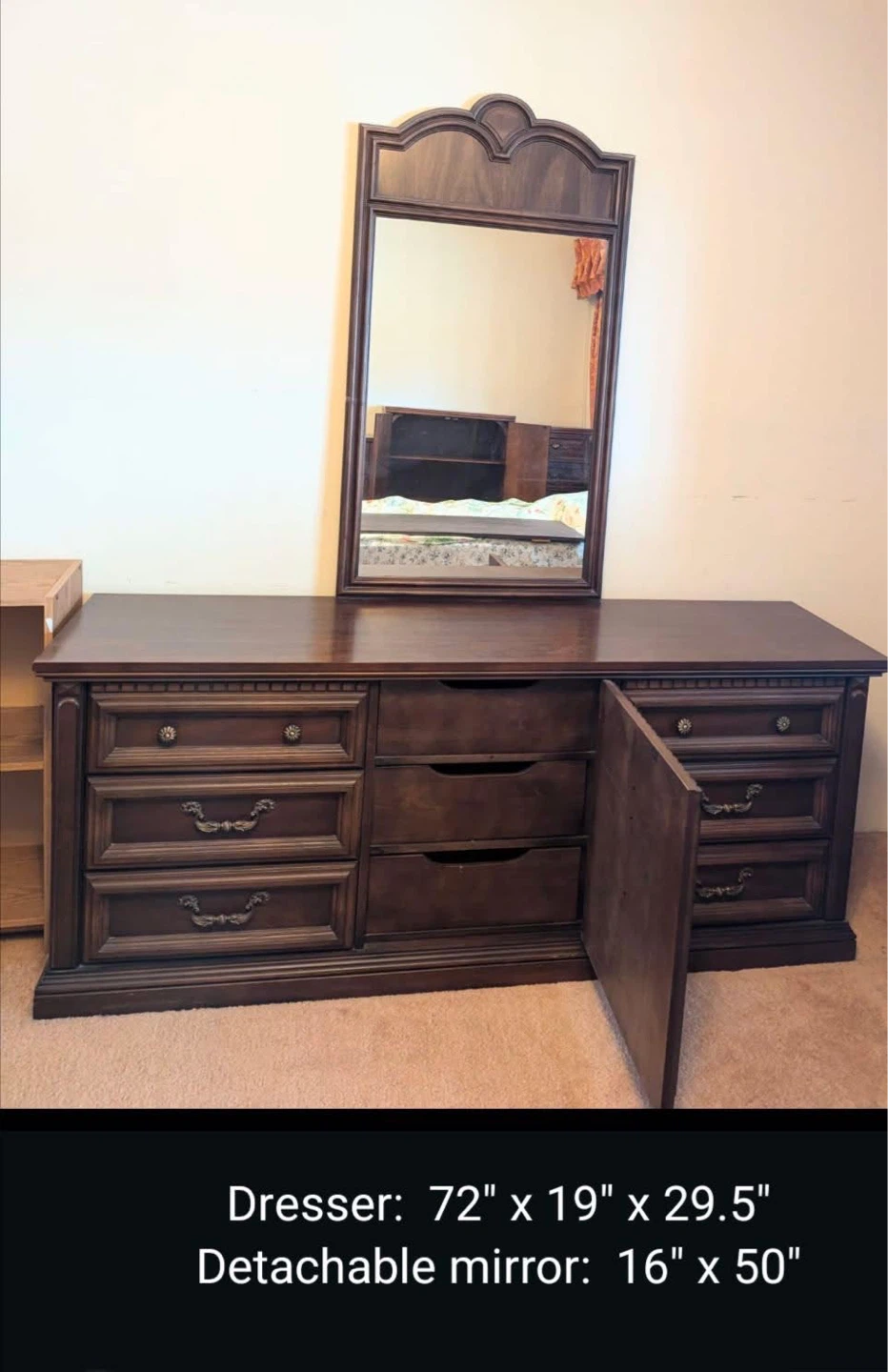 Dark Wood Dresser with Detachable Mirror
