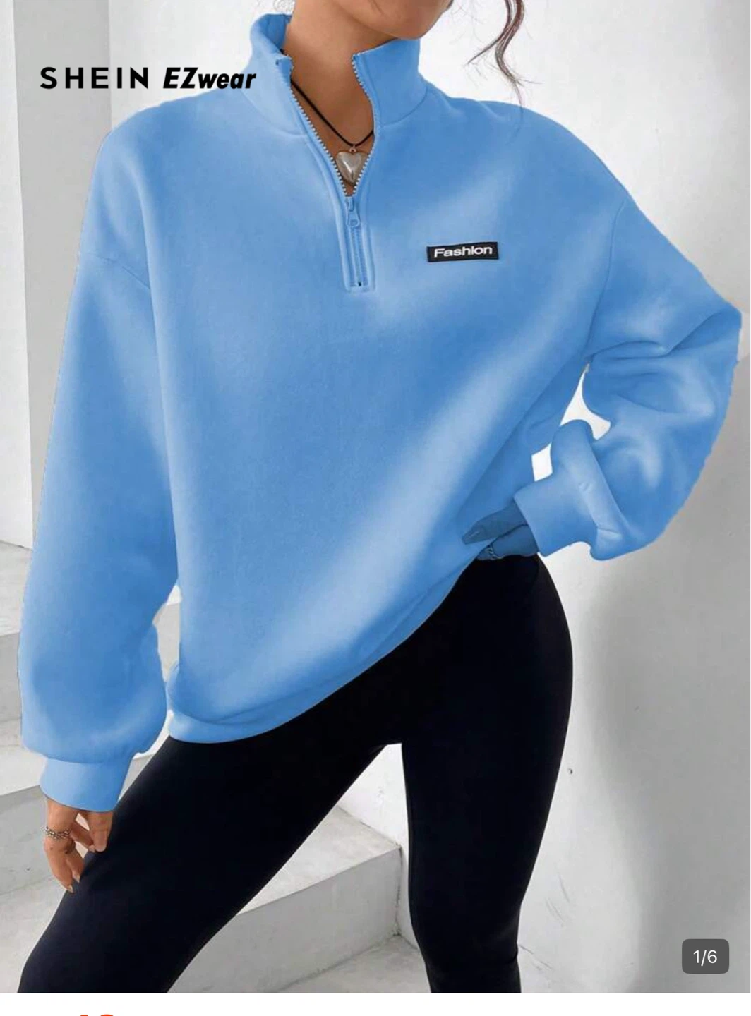 SHEIN EZwear Light Blue Zip-Up Sweatshirt