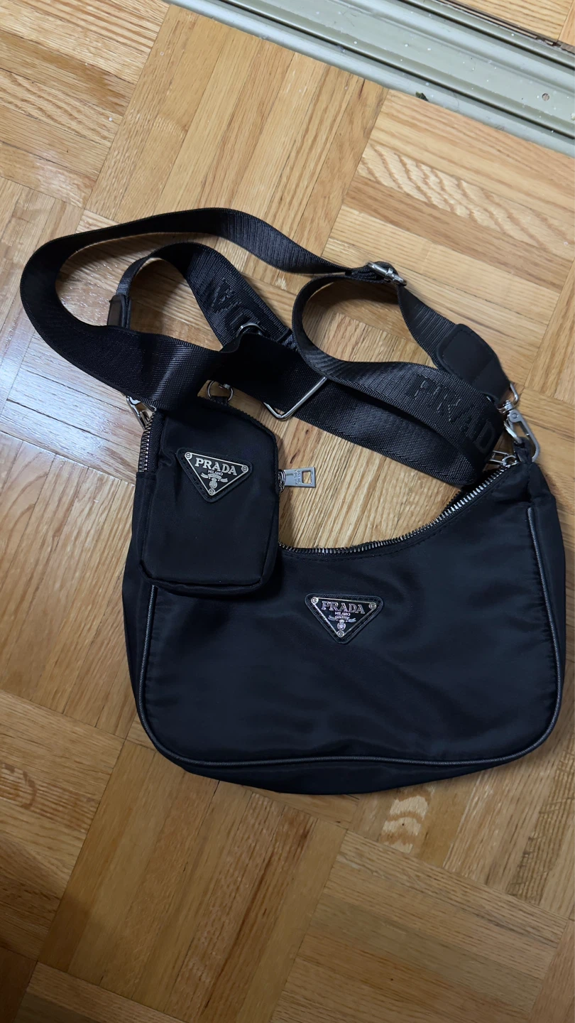 Prada Black Nylon Bag with Pouch - photo 3