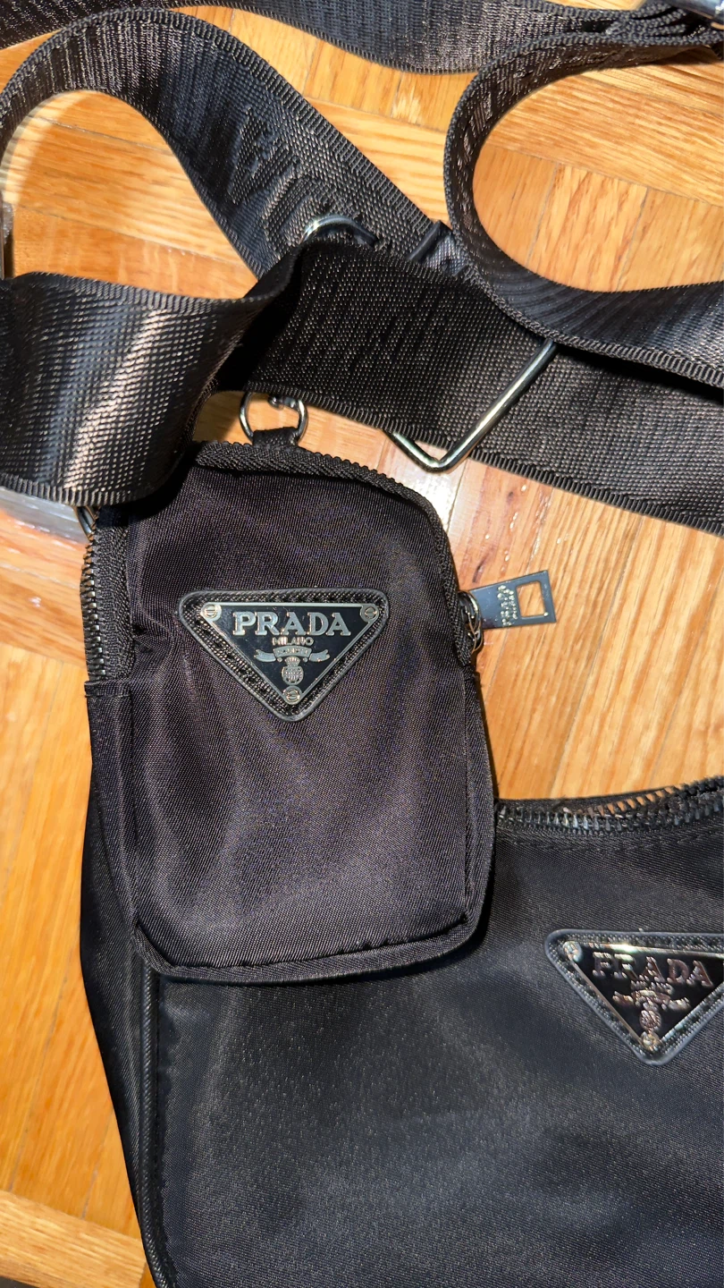 Prada Black Nylon Bag with Pouch - photo 2