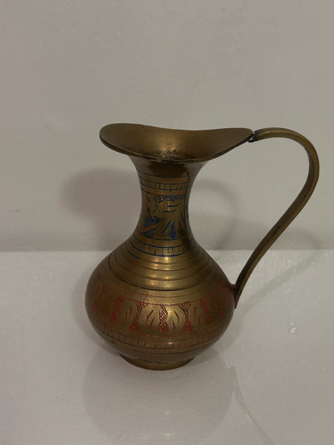 Brass Pitcher with Engraved Design