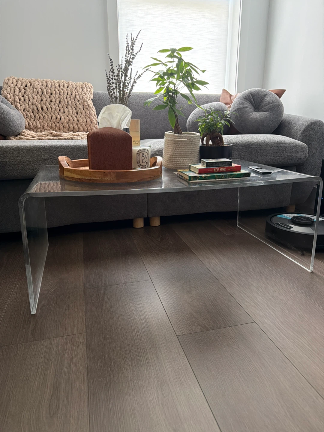 Clear Acrylic Waterfall Coffee Table