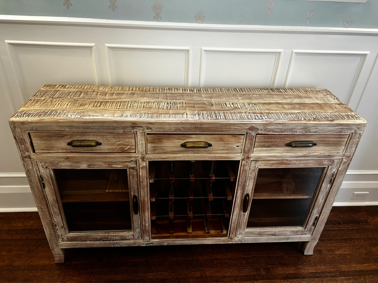 Wooden Sideboard with Wine Rack and Glass Doors - photo 3