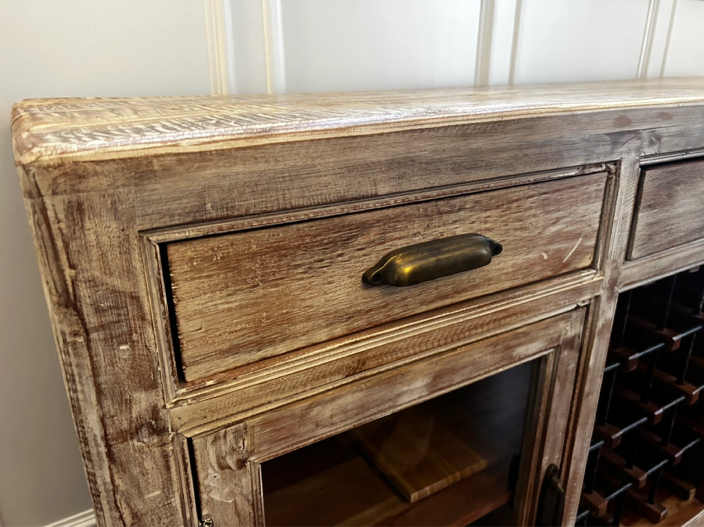 Wooden Sideboard with Wine Rack and Glass Doors - photo 4
